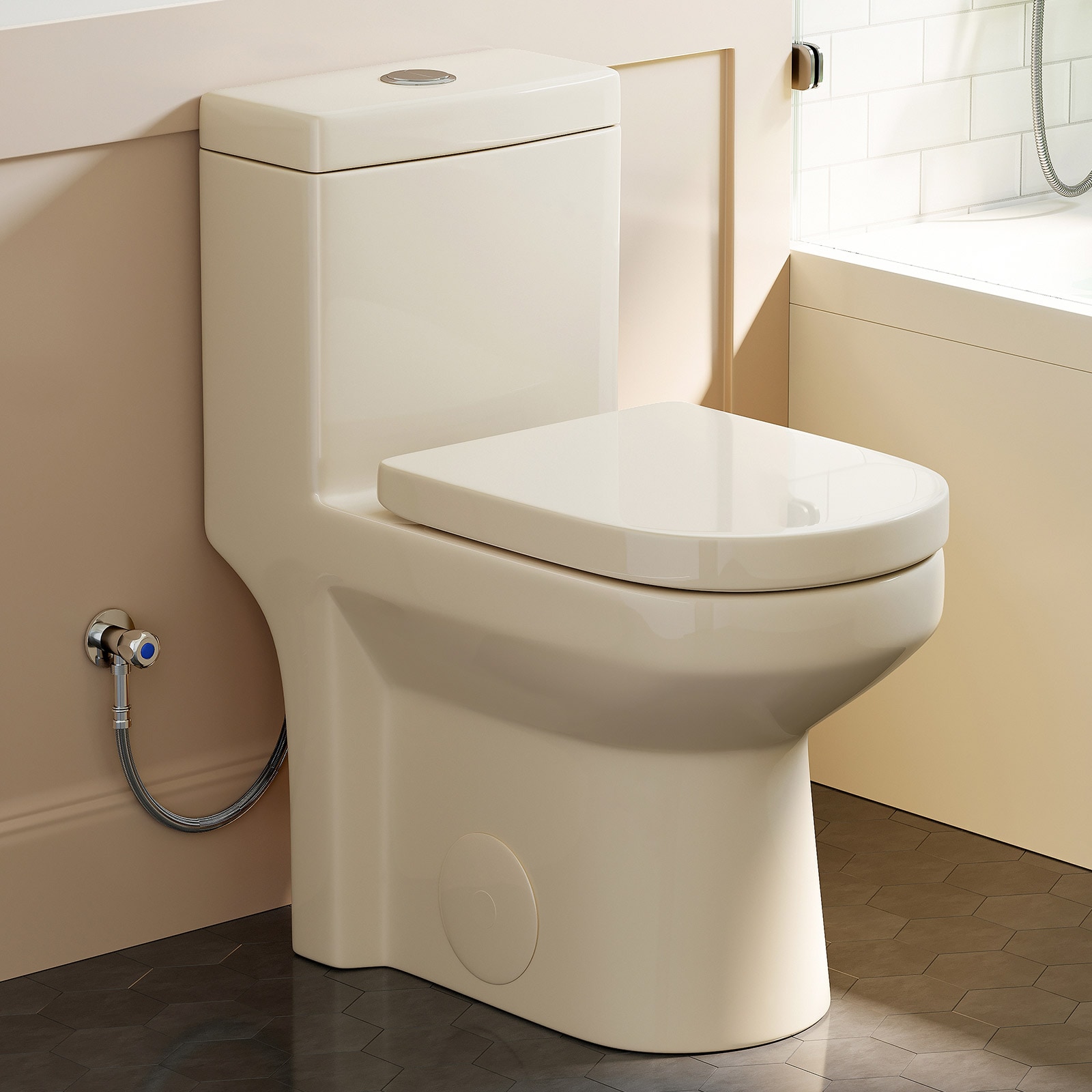 HOROW HR-0033-BC White Round Standard height 12-in Rough-In 1.28 GPF Dual Flush Soft Close 1-piece Toilet