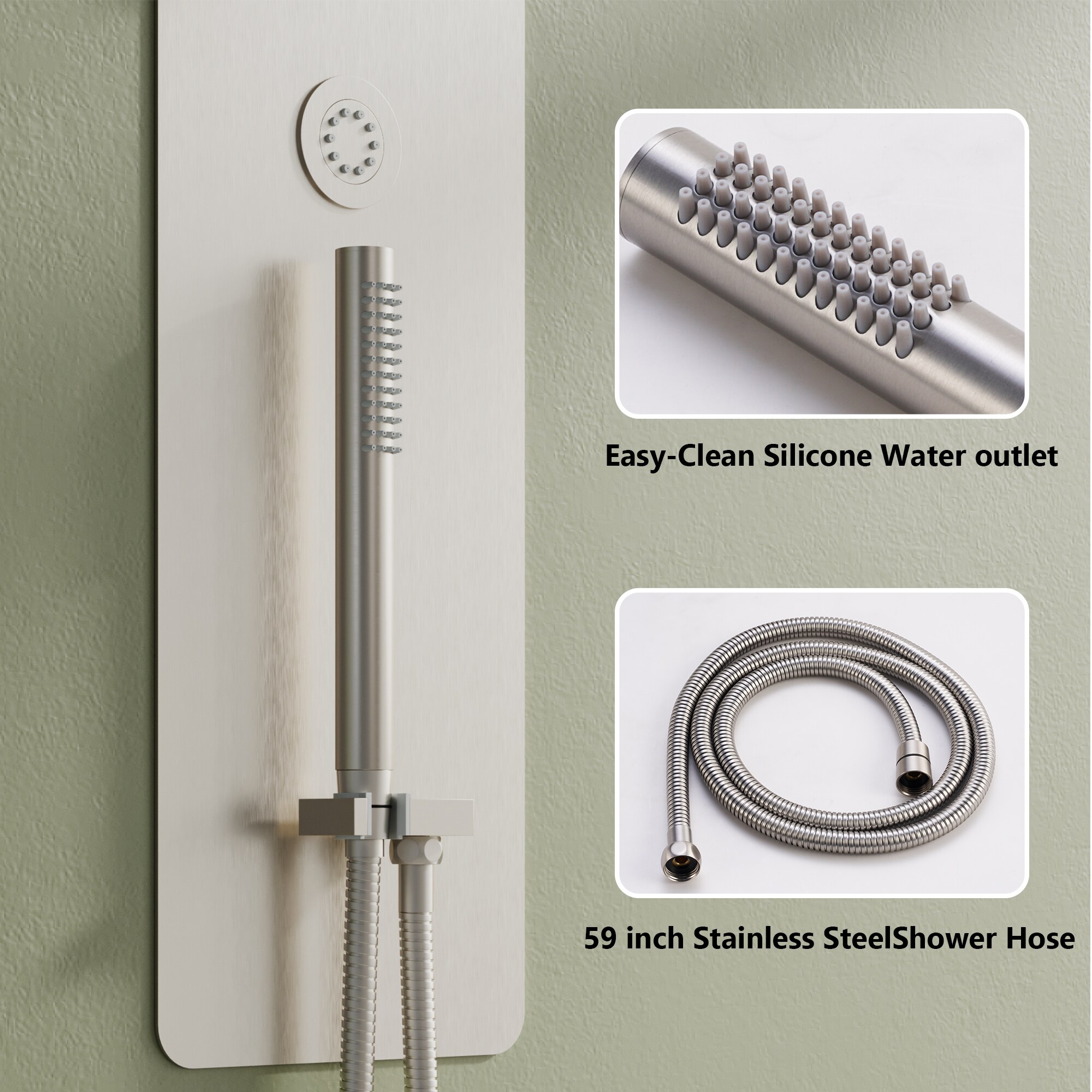 WELLFOR SPA-18037BG Showerhead-Bar-Panels - View #5