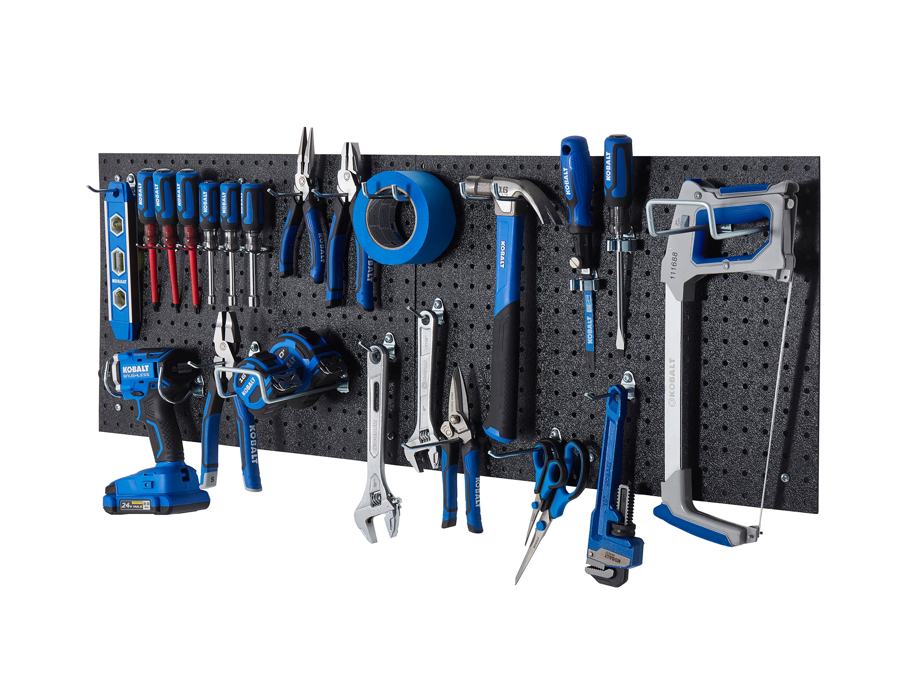 Kobalt 20-Piece Polypropylene Pegboard Kit in Black (22-in W x 16-in H) in  the Pegboard & Accessories department at