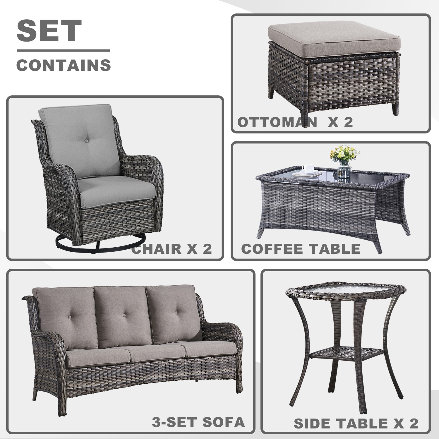 Wilson & fisher oakmont discount gray cushioned patio seating set