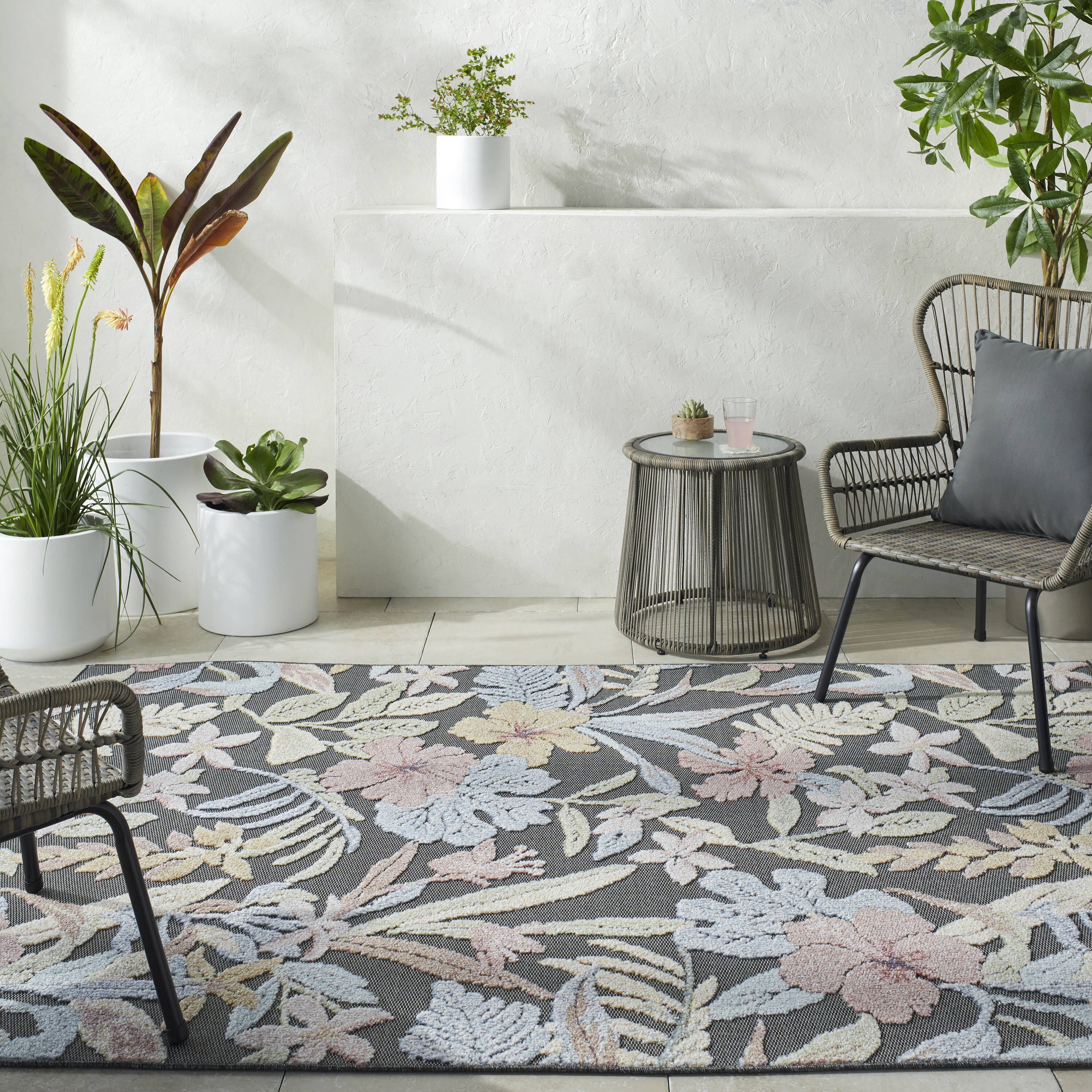 Livabliss LKD2305-71010 Lakeside 7 x 10 (ft) Polypropylene Gray Rectangular Indoor/Outdoor Coastal Area rug