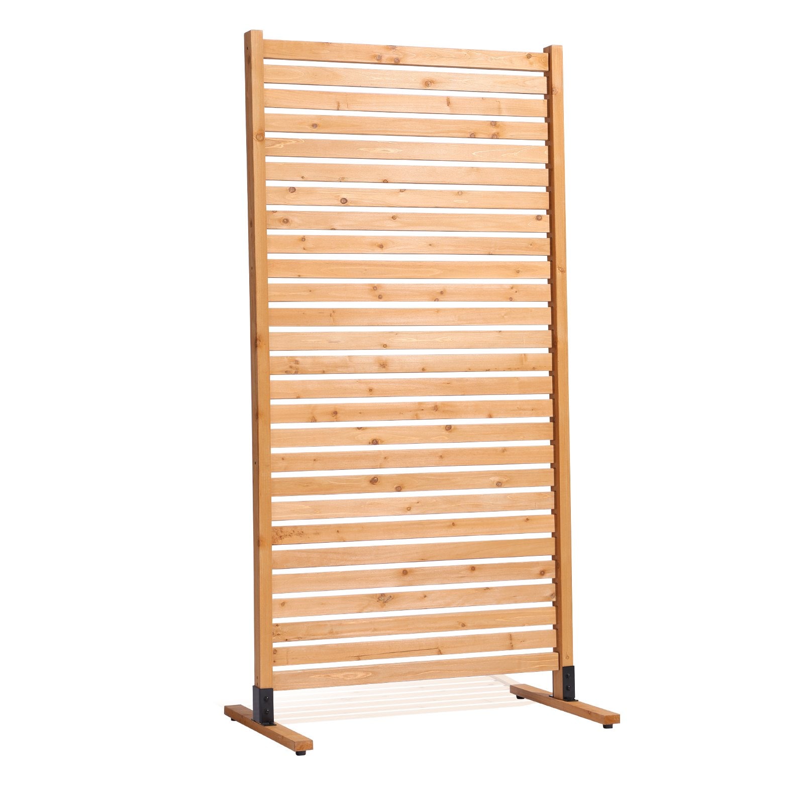 GIVIMO 36 in W x 76 in H Freestanding Wood Privacy Screen Panel with Stand Decorative Outdoor Divider