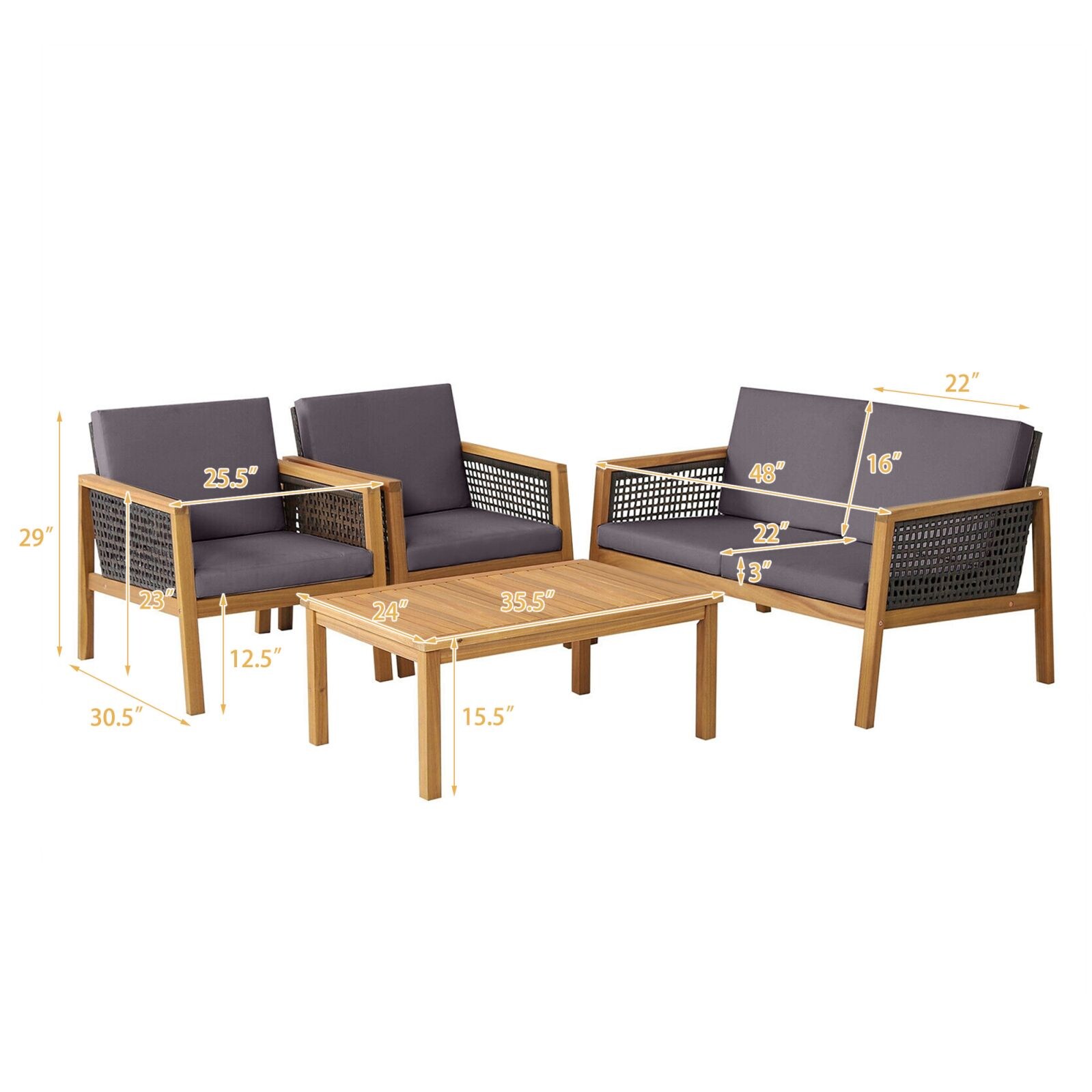 WELLFOR OUS69144GR+ Patio-Conversation-Sets - View #3