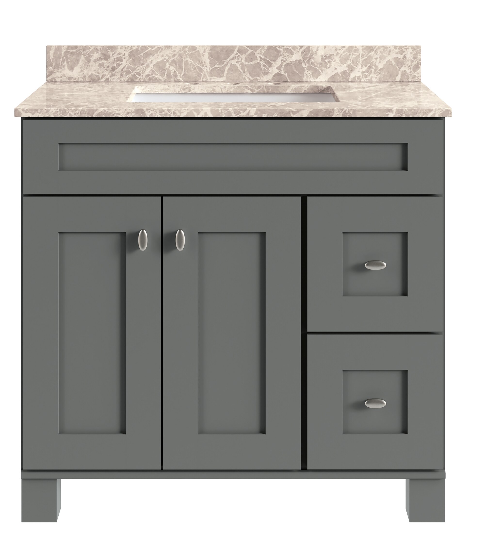 Diamond FreshFit Palencia 37-in Moonstone Single Sink Bathroom Vanity with White Engineered Stone Top