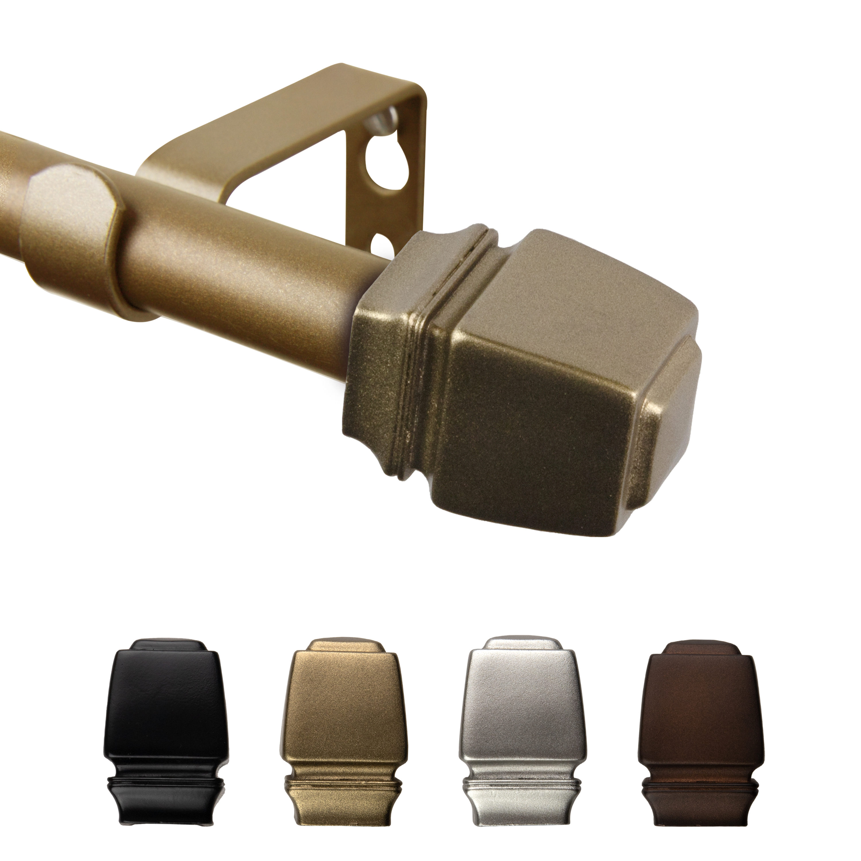 Hart & Harlow L-5718-184 Jadore 5/8-in 18-in to 28-in Antique Gold Steel Single curtain rod with Finials