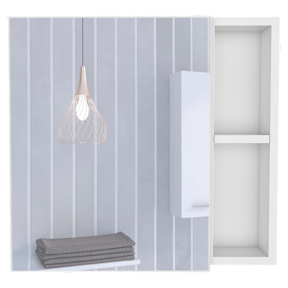 Vanityfus - Bathroom Medicine Cabinet Wall-Mounted Medicine Cabinet with 2 Open Shelves -White
