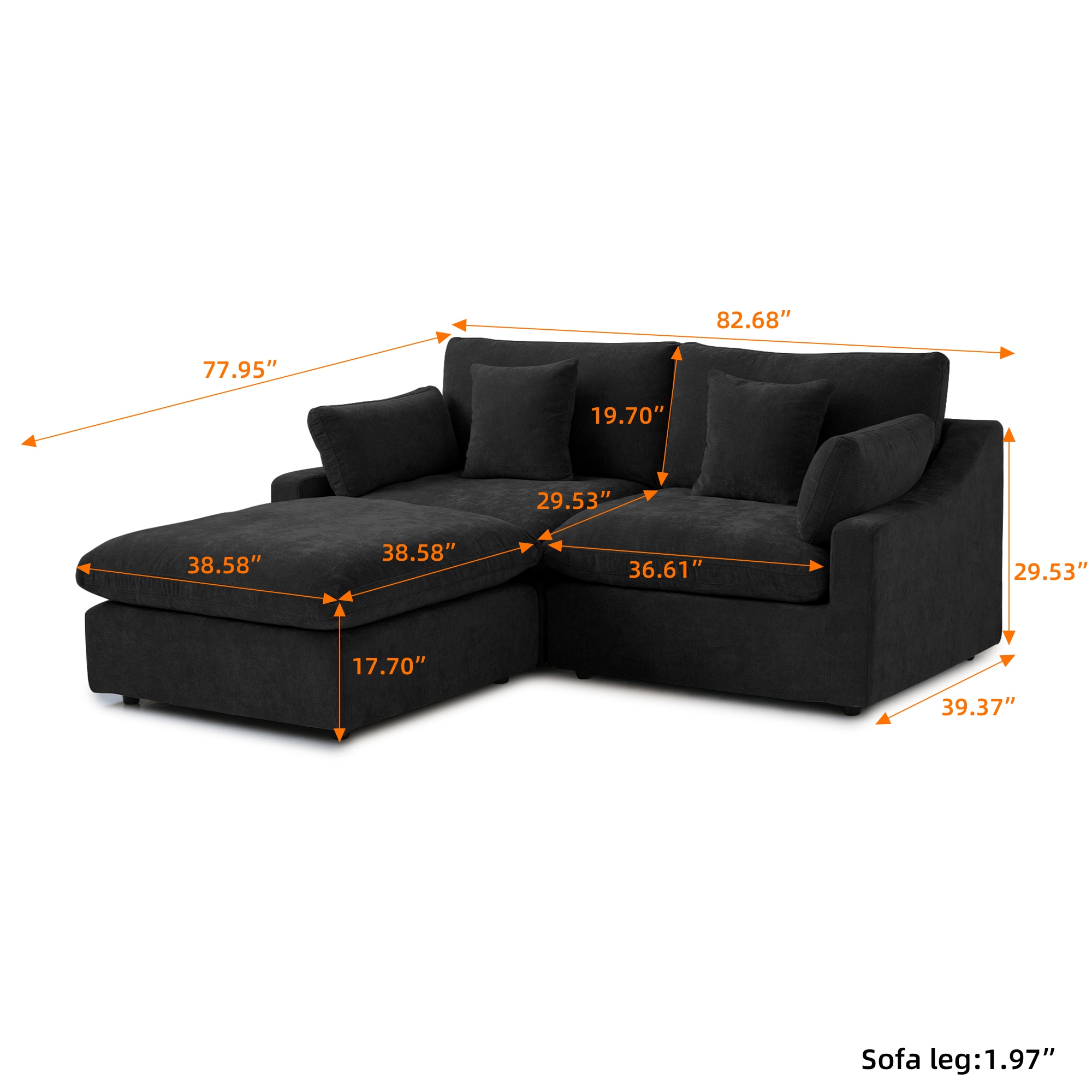 BuotiqHom DH-S2+1-140BK Sofas-Loveseats - View #9