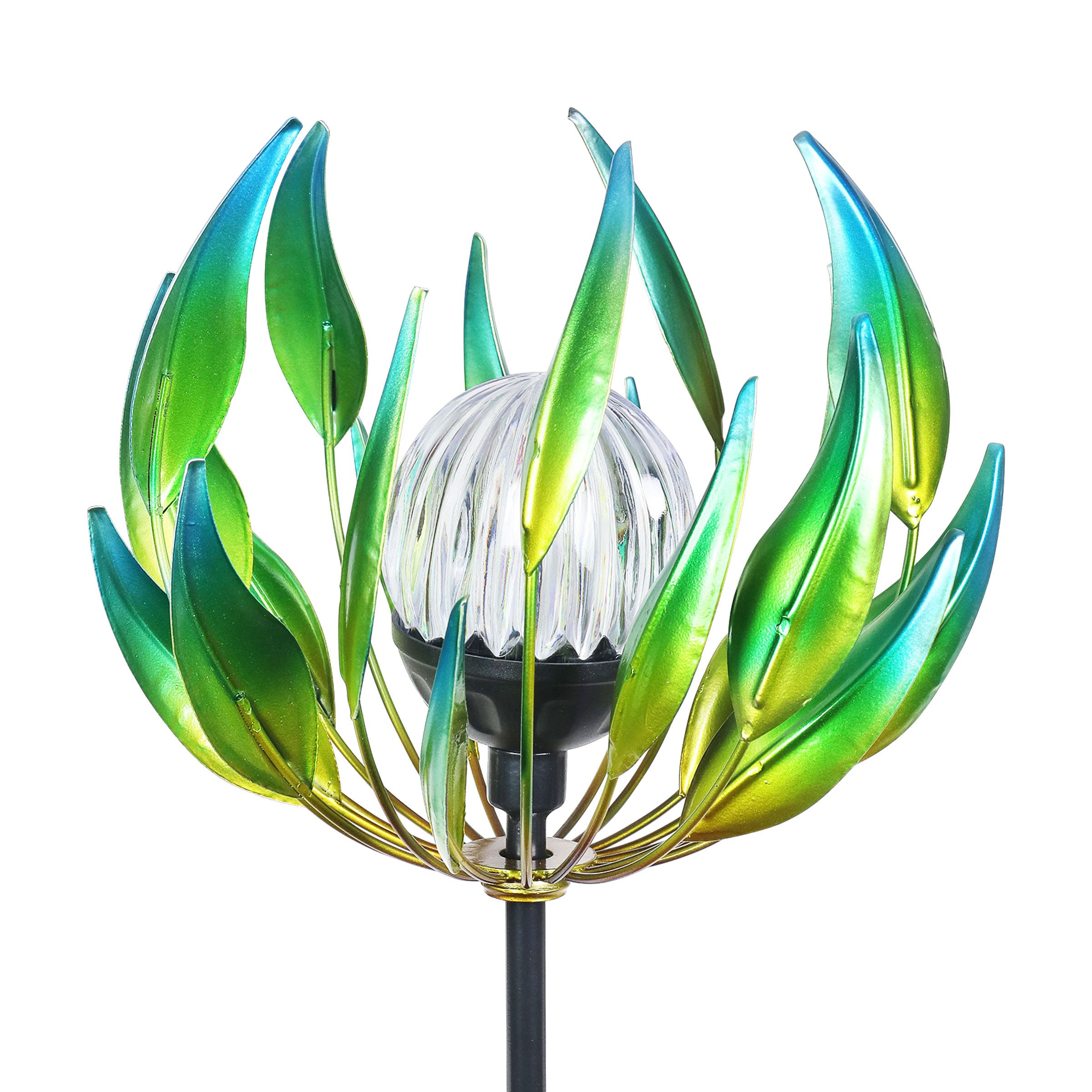 Exhart 71584-RS 41.73-in Green Metal Solar Flower Stake