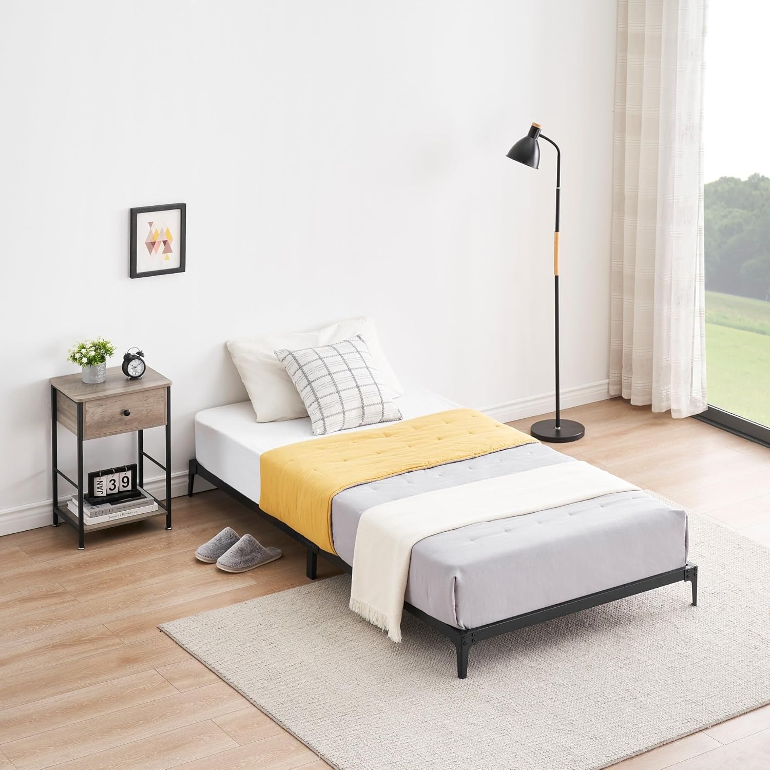 Qeetex LHF-DYQ-PHO-0X3G444C GAOMON 6 Inch Low Twin Bed Frame Heavy Duty Metal Mattress Foundation Platform Sturdy Steel Slat No Box Spring Needed  Easy Assembly Noise Free