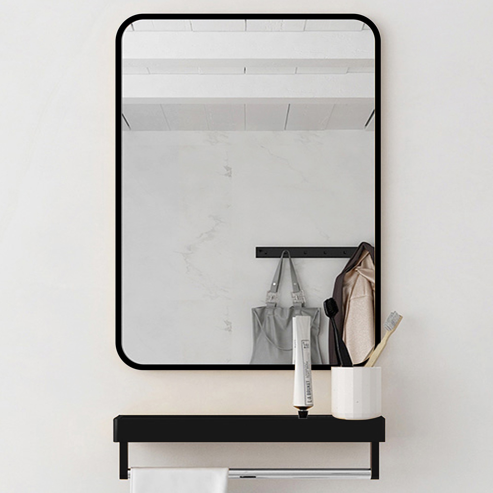 ToolCat BZ-2-25-JYG 24-in x 30-in Framed Rectangle Tilting Bathroom Vanity Mirror ( Black )