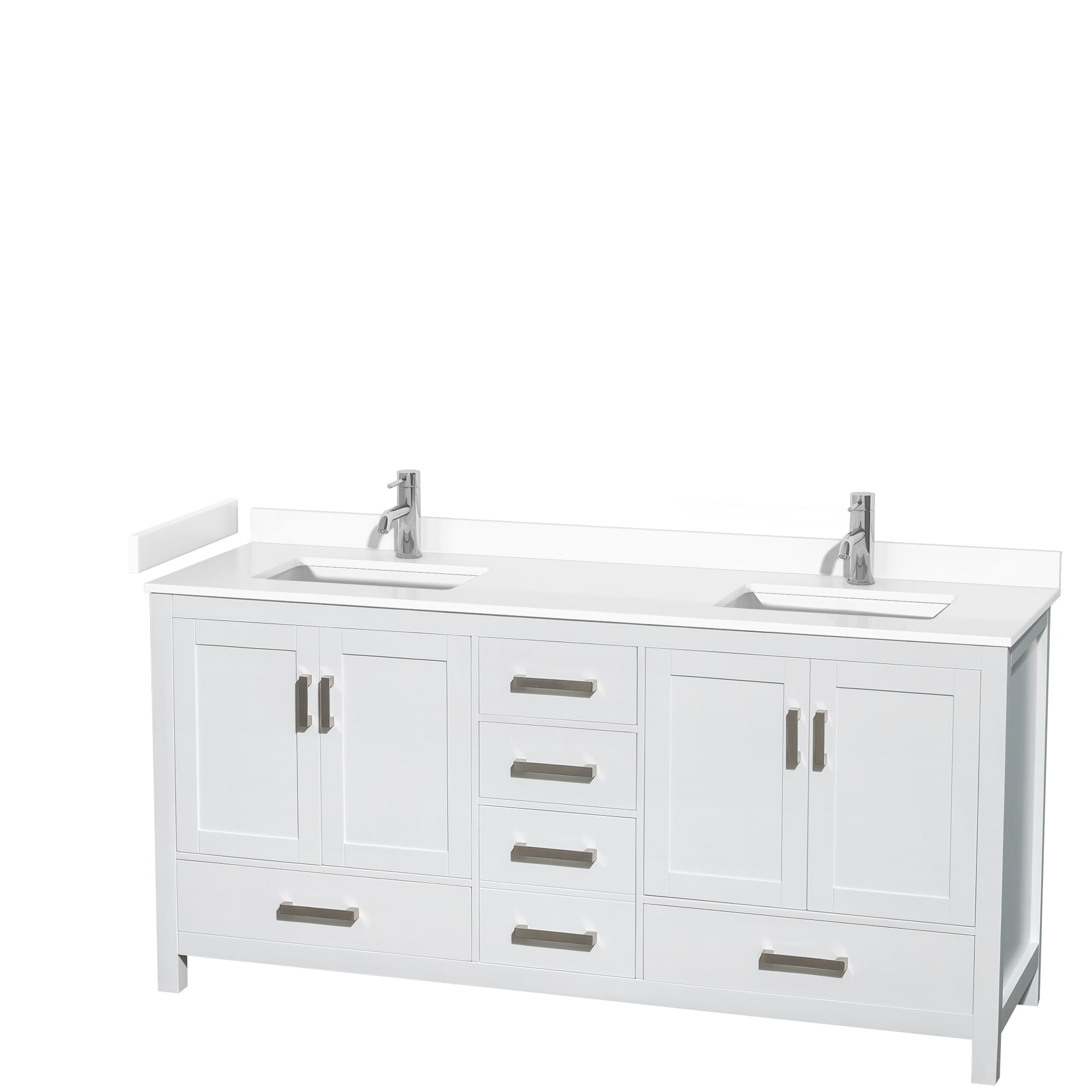 Sheffield 72" White Freestanding Double Bathroom Vanity with Marble Top