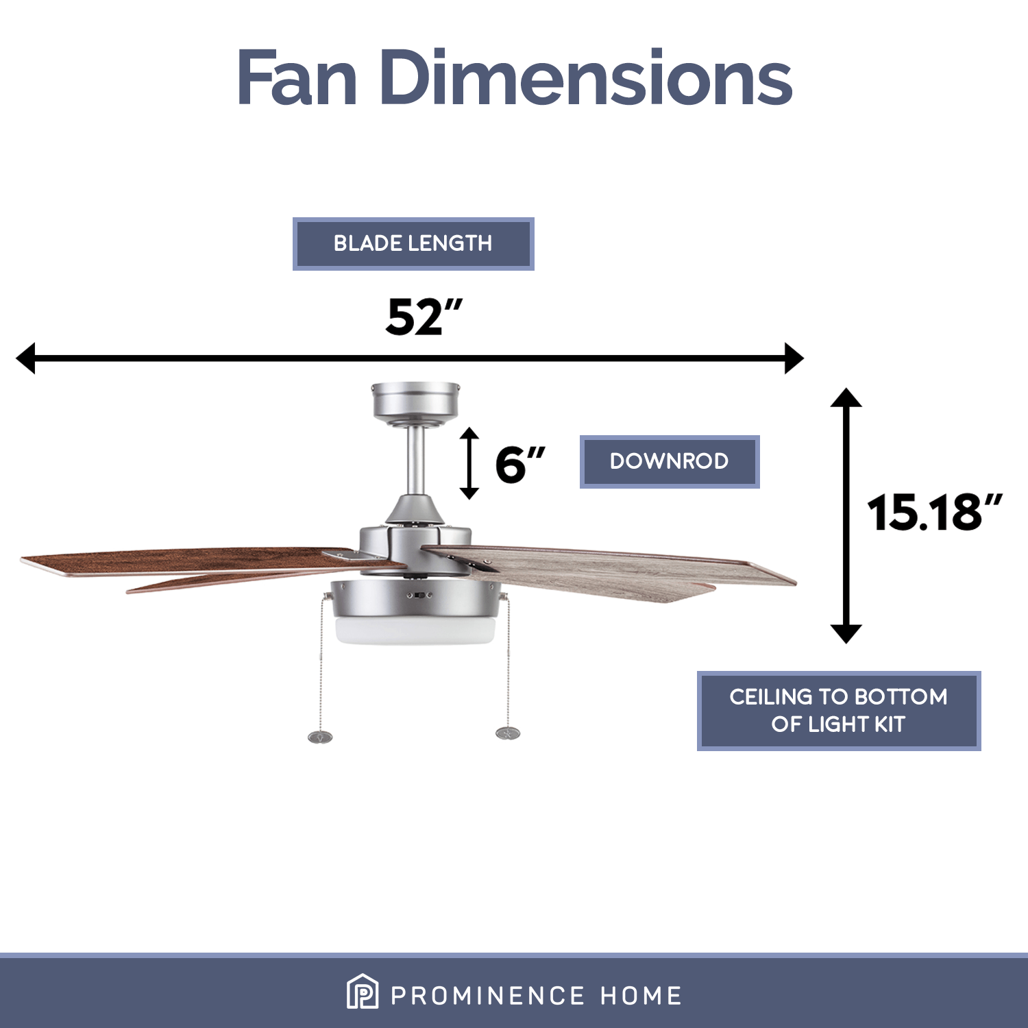 Memphis 52" Pewter Ceiling Fan with Gray Oak Blades and LED Light