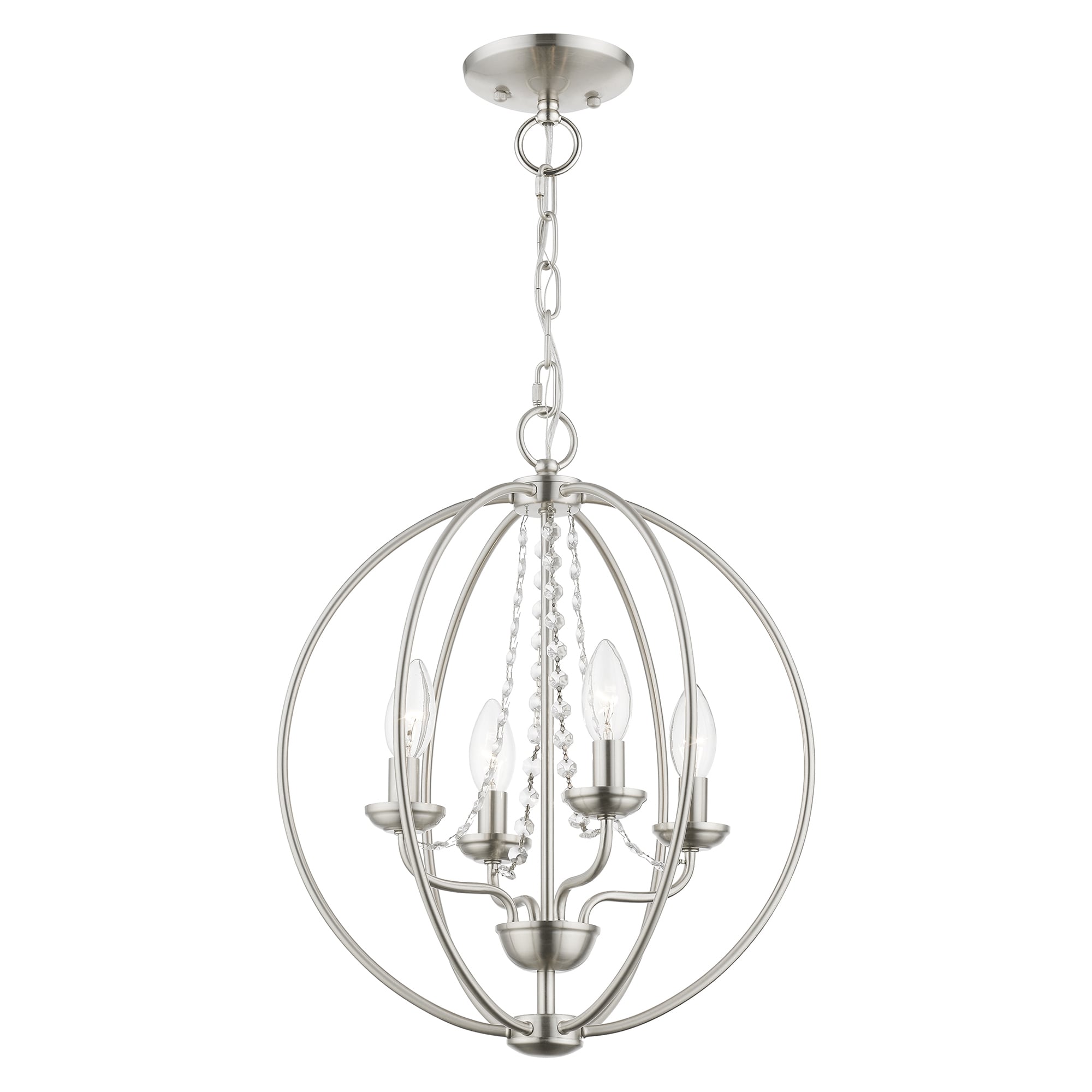 Arabella Brushed Nickel and Crystal 4-Light Chandelier