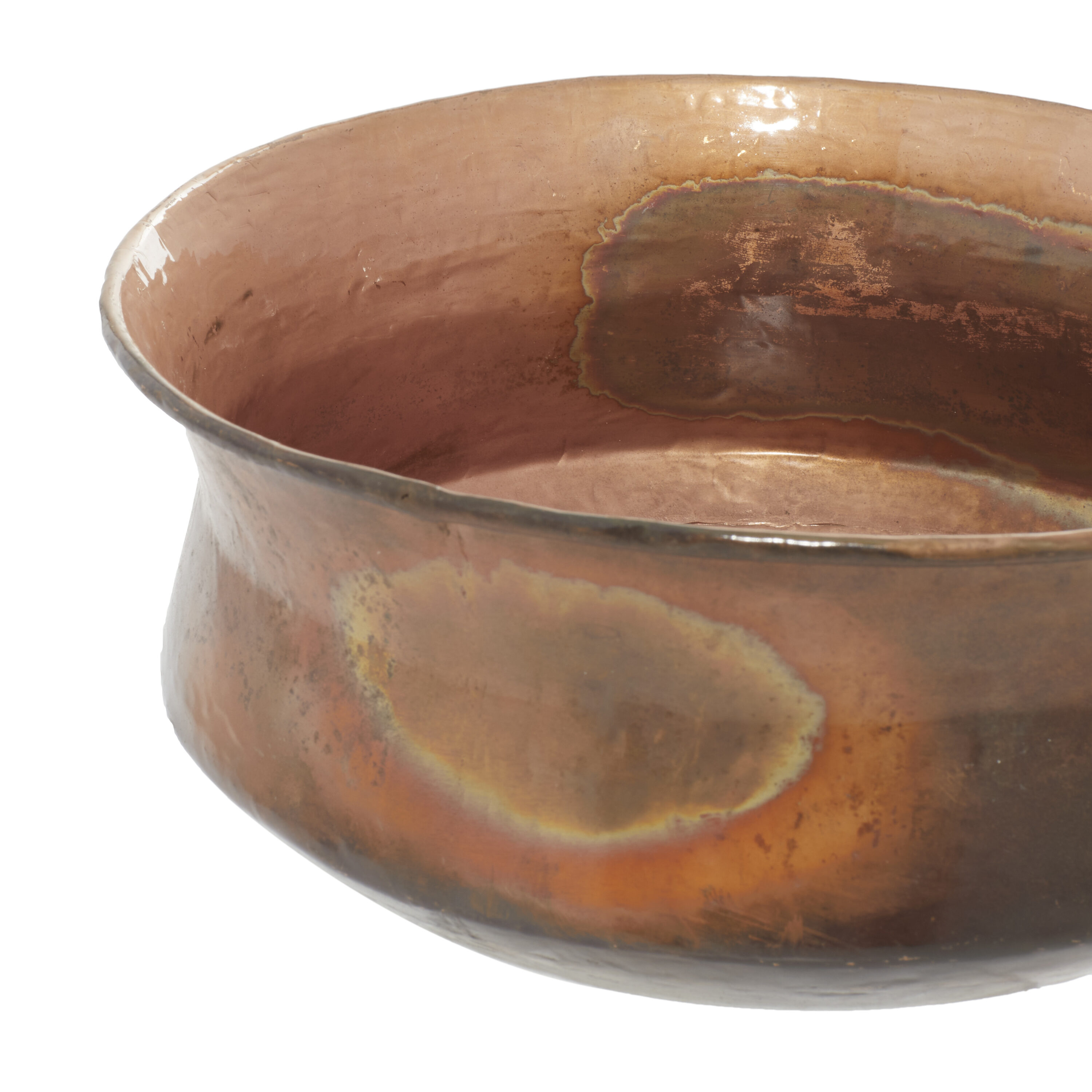 Set of 4 Rustic Copper Low Bowl Metal Planters