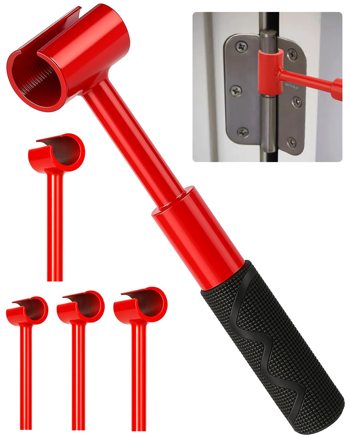 KHKFY  Door Hinge Adjustment Tool Kit 4 in 1 Steel Hinge Gap Wrench Set for Residential and Commercial Doors Adjustable Sizes Red Grip