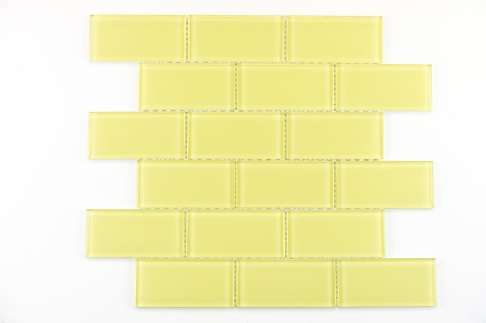 Crossville G062/LW.10204 High Fidelity 5-Pack Lemon 2-in x 4-in Glossy Glass Brick Wall Tile
