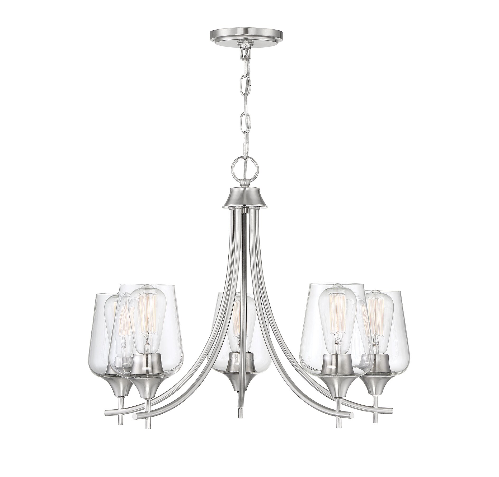 Savoy House Essentials 1-4032-5-SN Octave 5 -Light Satin Nickel Modern/contemporary For Use in Bedrooms, Dining Rooms, Foyers, Kitchens, Living Rooms Chandelier