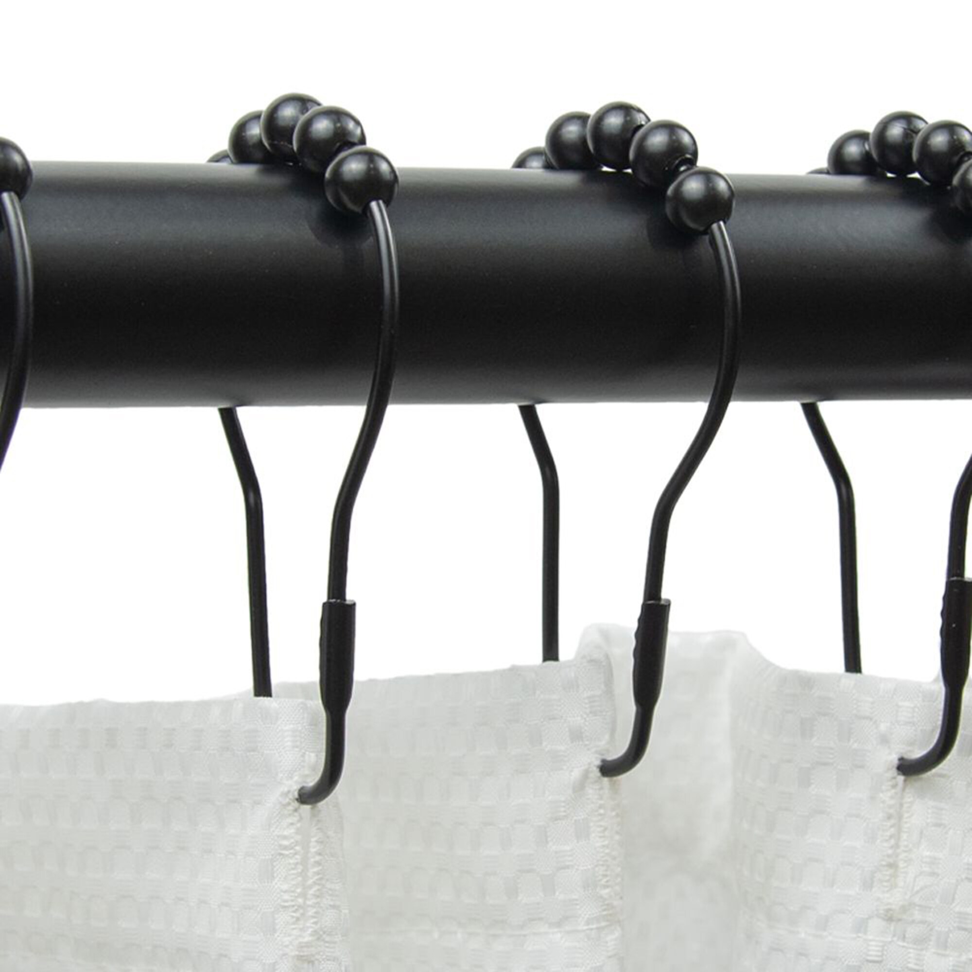 allen + roth Matte Black Stainless Steel Single Shower Curtain Hooks (12- Pack) in the Shower Rings & Hooks department at