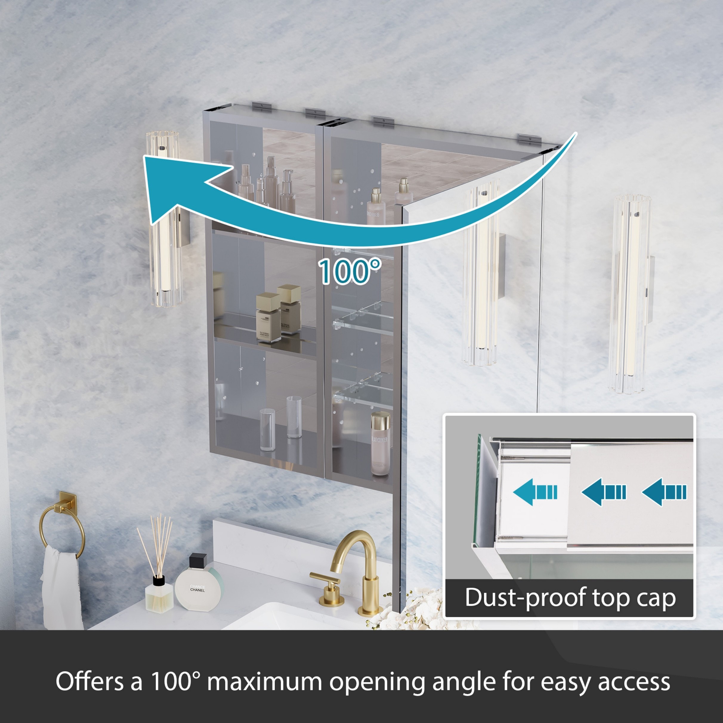 WELLFOR 1230MCB20R Bathroom-Wall-Cabinets - View #4