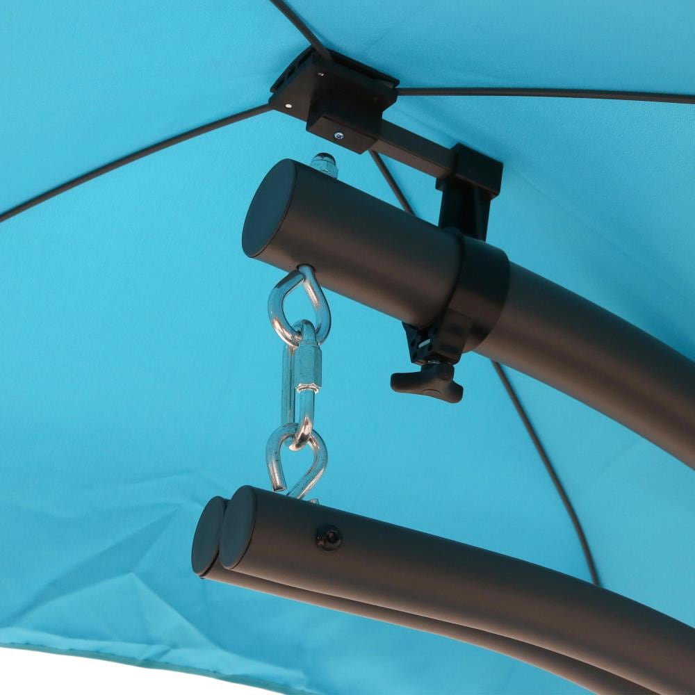 Teal Floating Chaise Lounge Chair with Canopy and Cushions