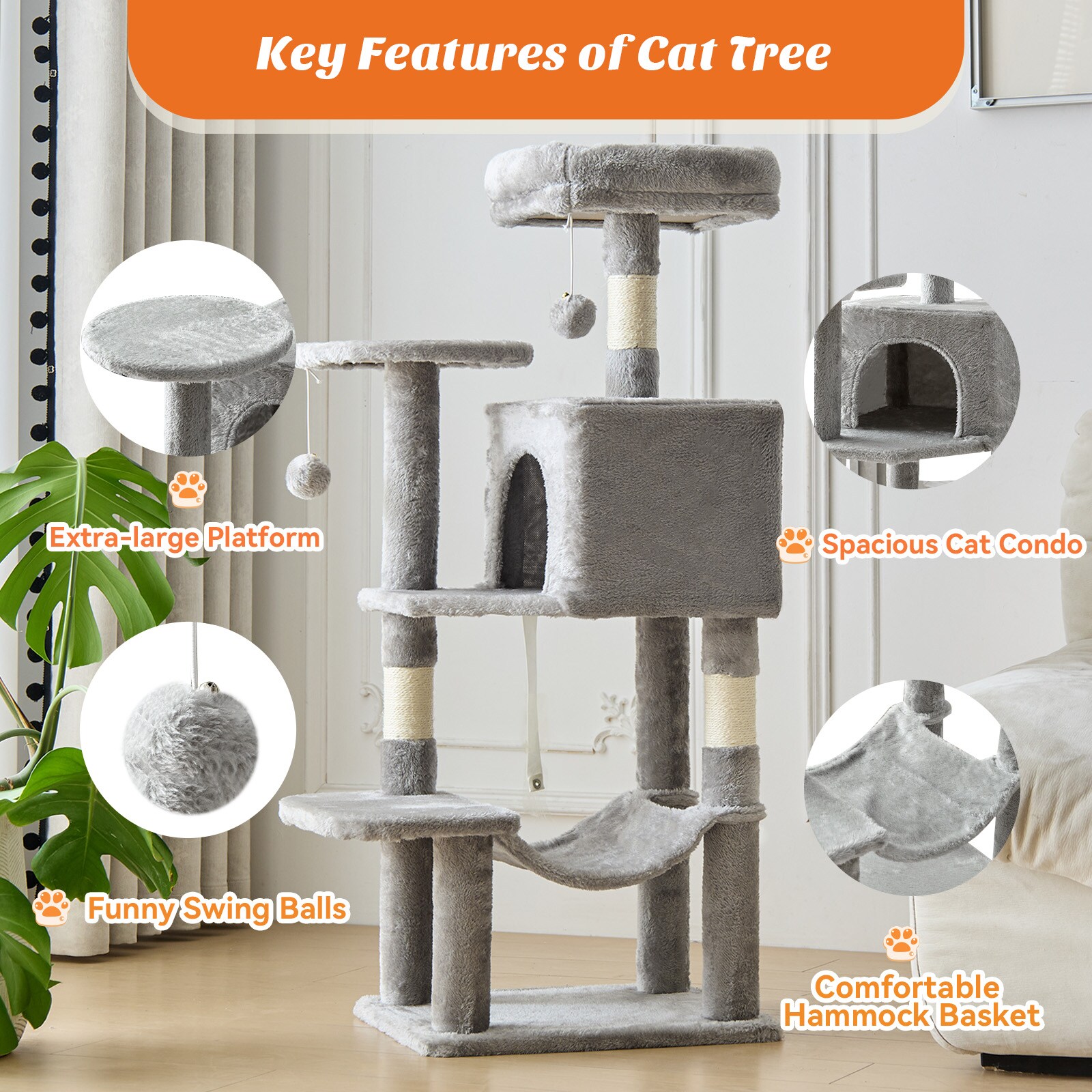 Sweetcrispy L-CW-MPJ-44IN-LTGY Cat-Trees - View #3