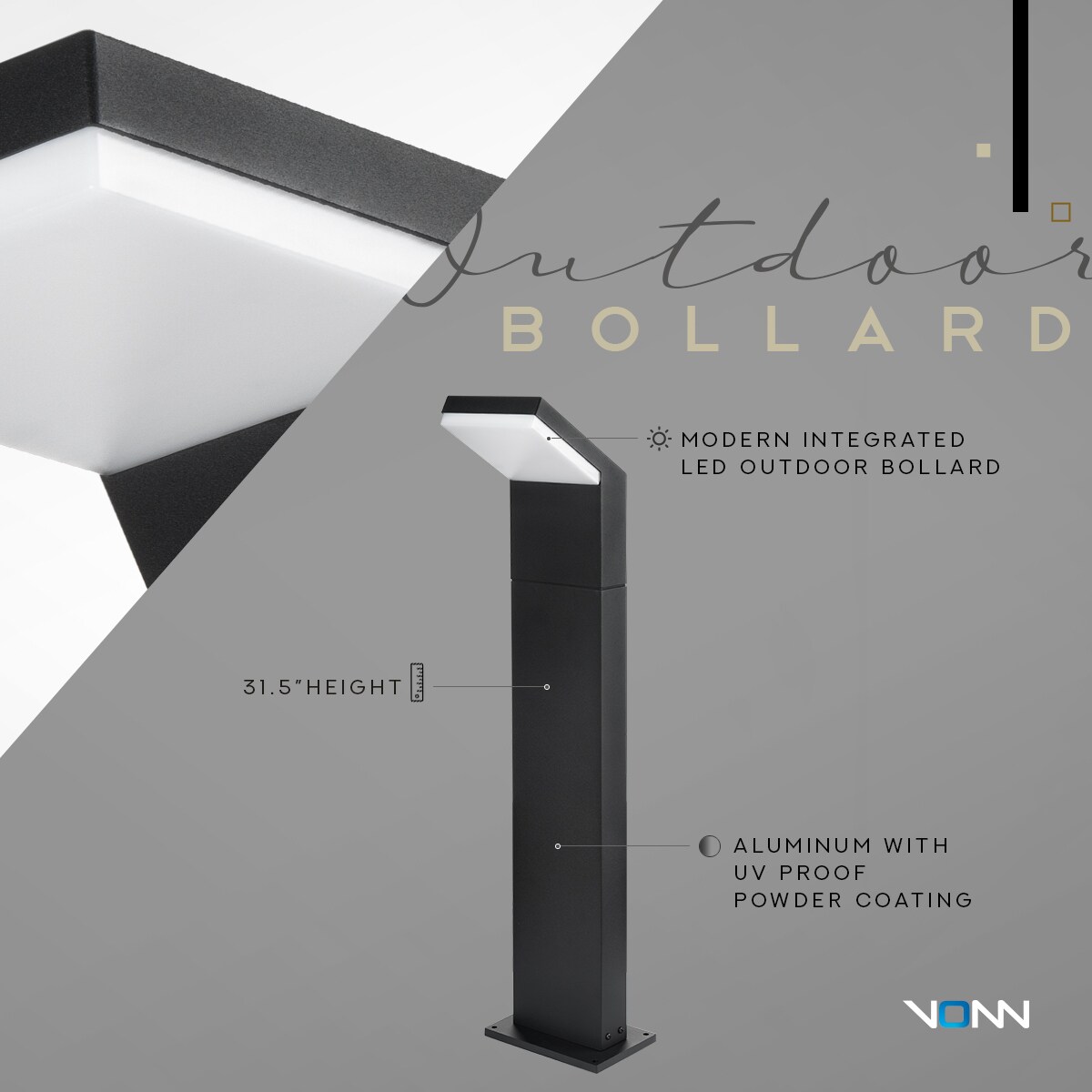 VONN Lighting VOB192208BL Commercial-Bollards - View #4