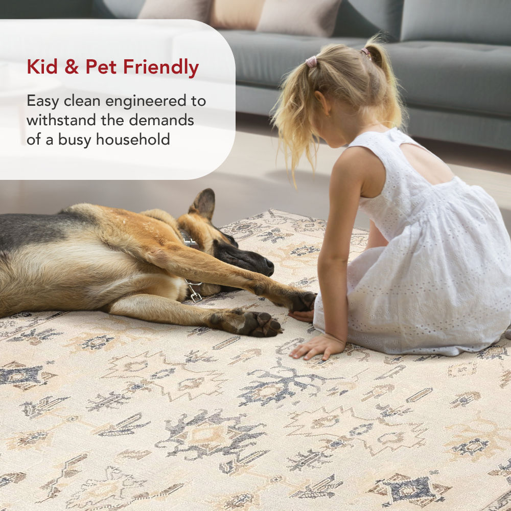 Eco-Friendly Easy-Care Gray Synthetic 4' x 6' Area Rug