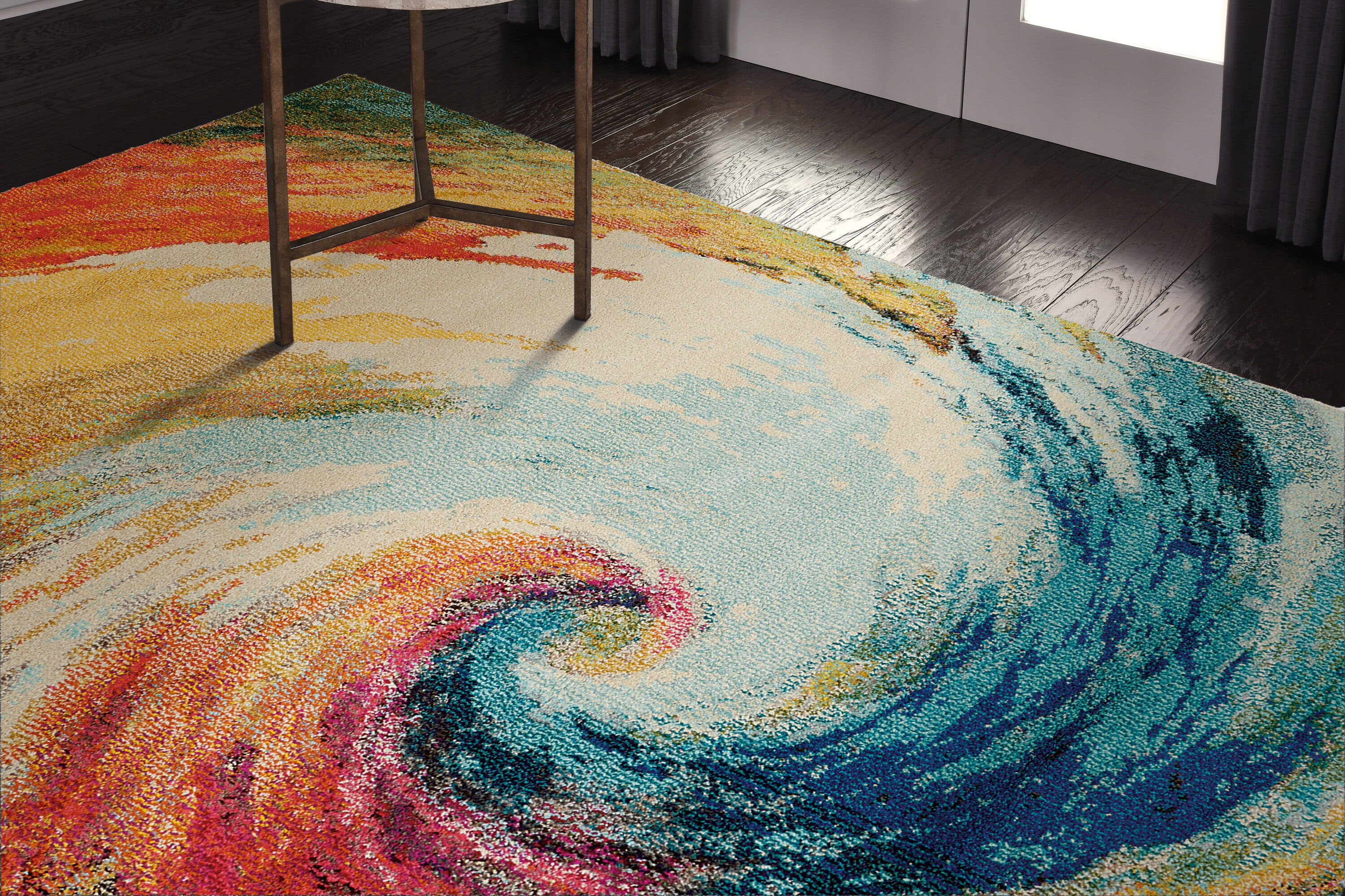 Cosmic Radiance Abstract Red 5' x 7' Synthetic Area Rug