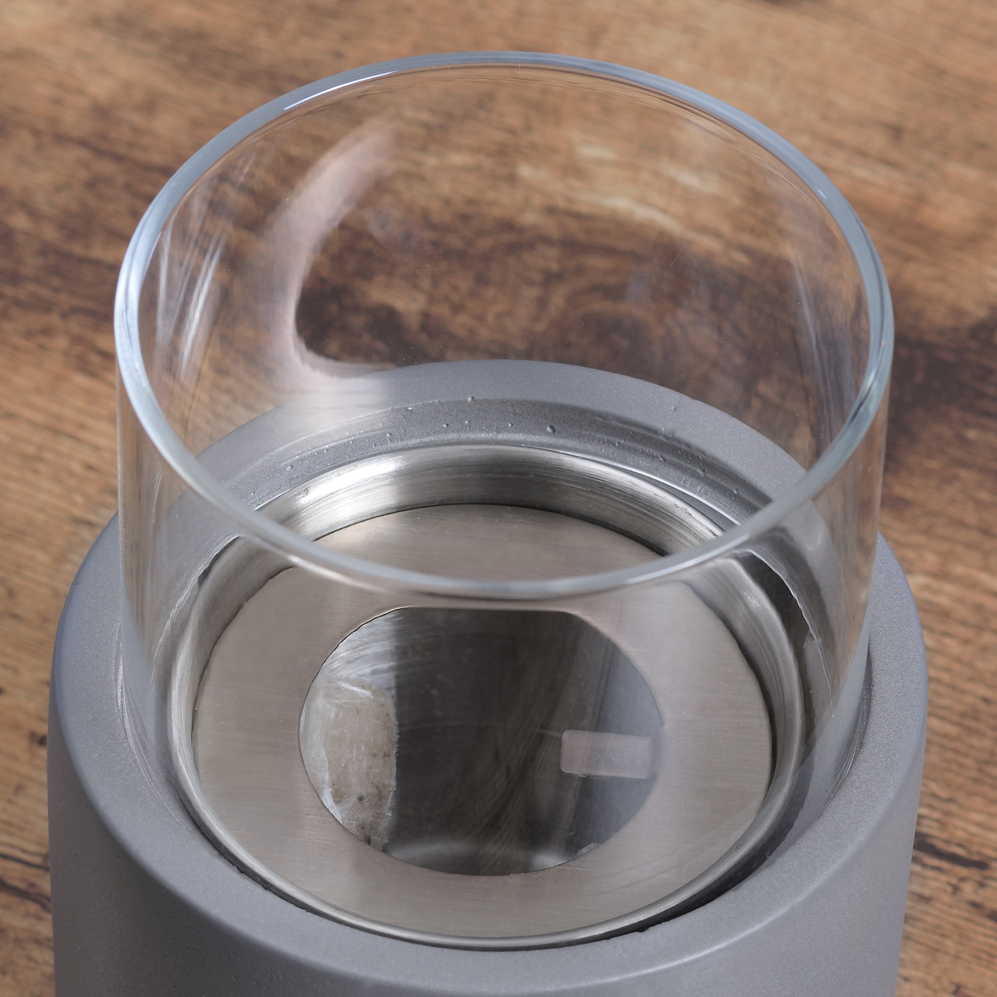 Light Grey Stainless Steel Ethanol Tabletop Fireplace