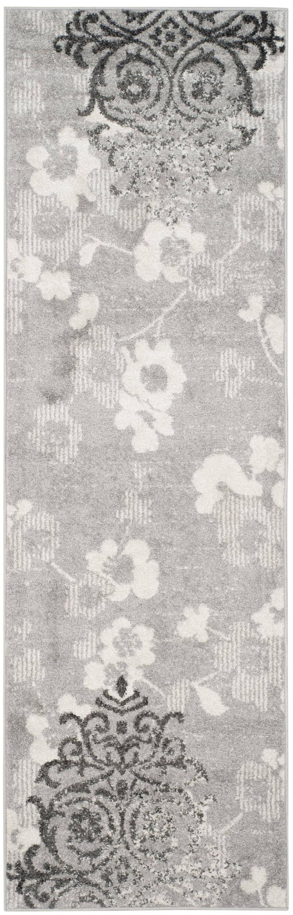 Safavieh ADR114B-28 Adirondack Serene 3 x 8 (ft) Loomed Polypropylene Silver/Ivory Rectangular Indoor Damask Coastal Runner rug