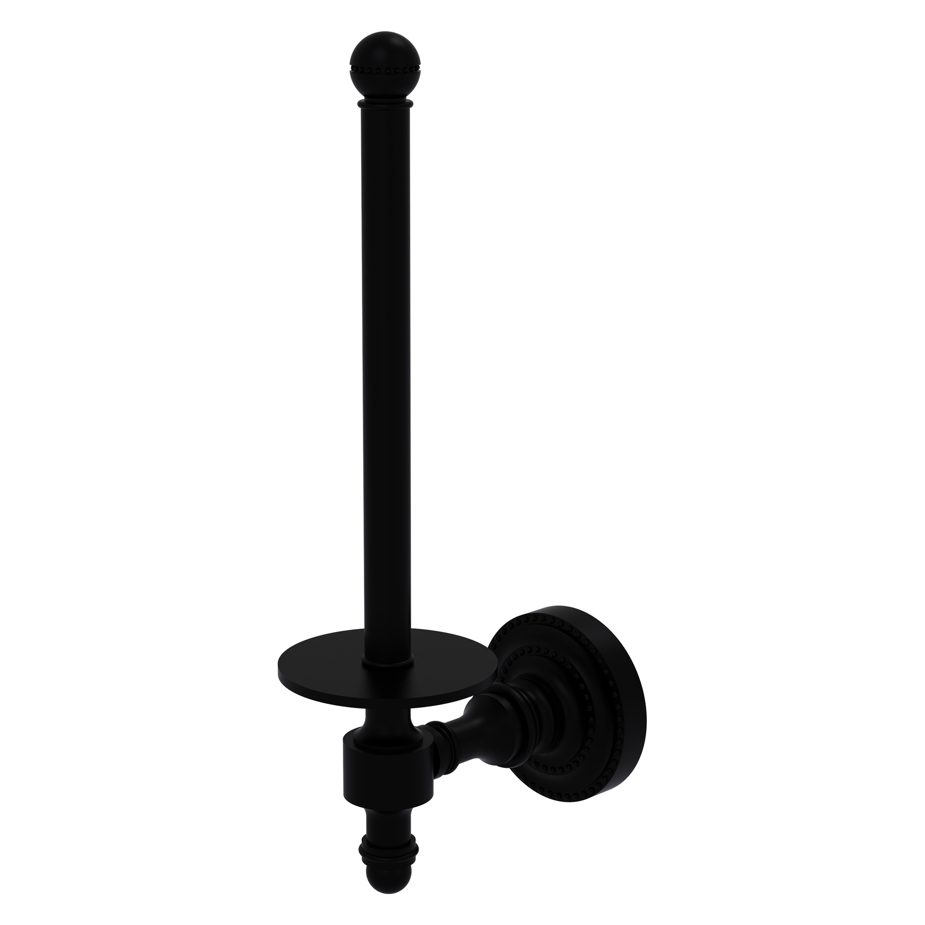Allied Brass RD-24U-BKM Retro Dot Matte Black Wall mount Single post Toilet Paper Holder 1 -Rolls with Storage