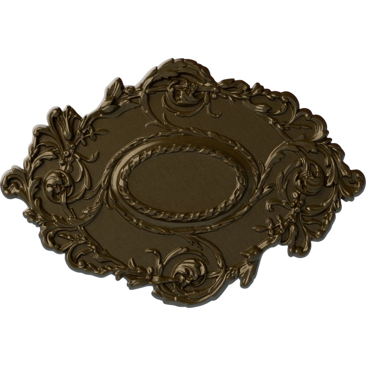 Ekena Millwork CM30KIBRS Kinsley Flowing Leaf 16.875-in W x 30.375-in L Painted Brass Polyurethane Whole Ceiling Medallion