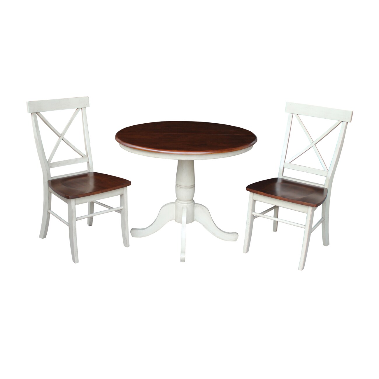 International Concepts K12-36XT-C613-2 Antiqued almond/espresso Traditional Dining Room Set with Round Table ( Seats 2 )