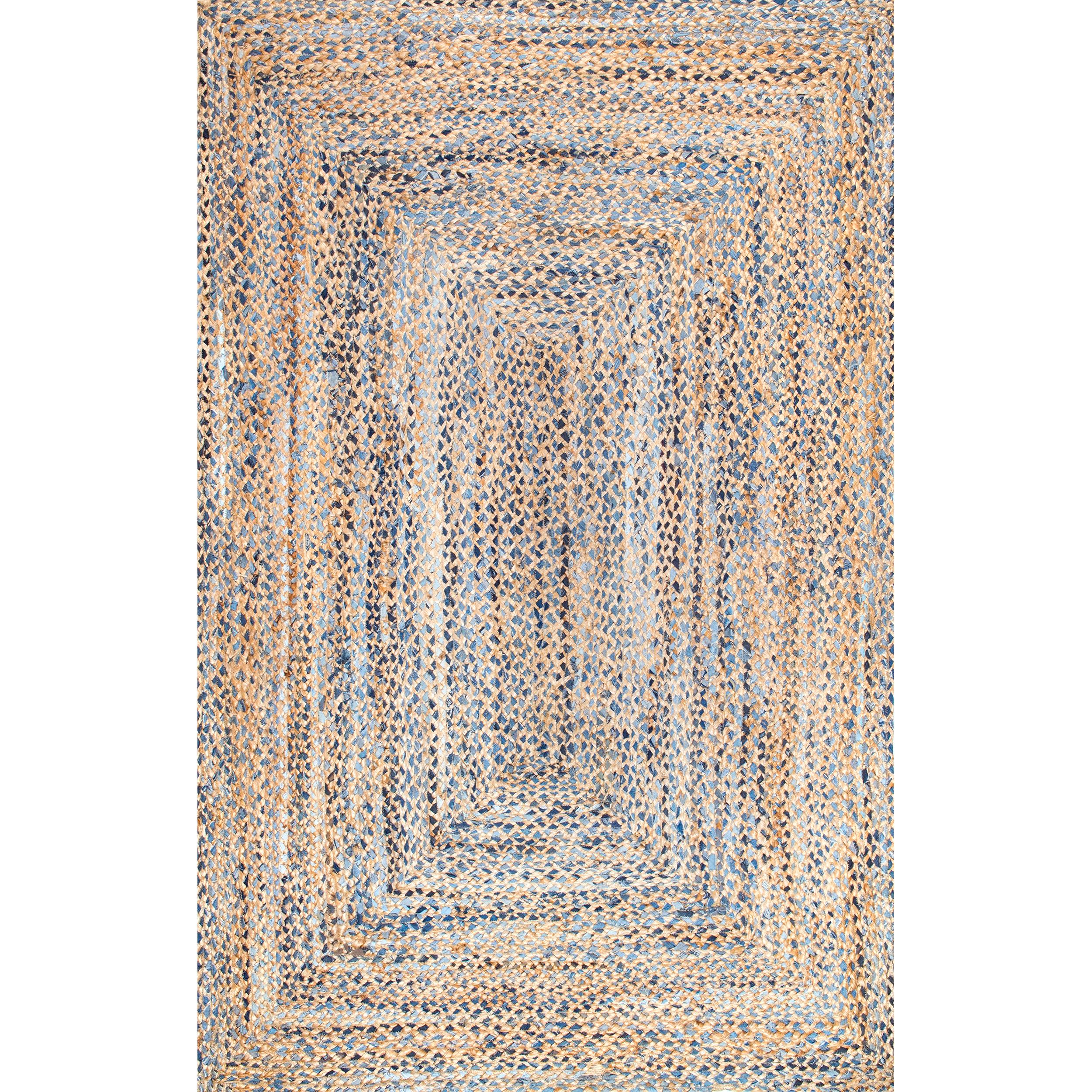 nuLOOM MGDR01A-26012 Eliz 2 x 12 (ft) Braided Cotton Blue Rectangular Indoor Solid Runner rug