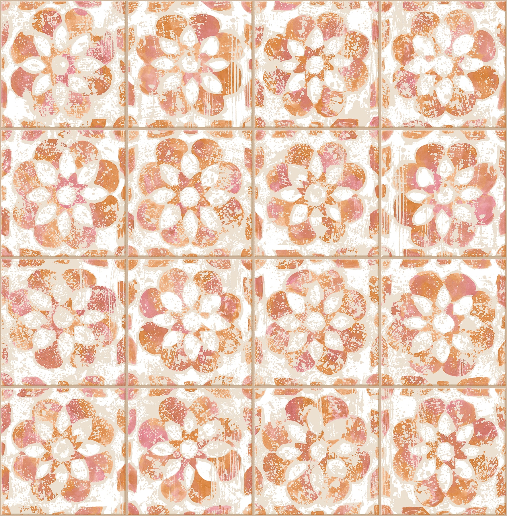 Advantage 2980-26194 Splash 56.4-Sq. Feet Orange Non-woven Tile Unpasted Wallpaper