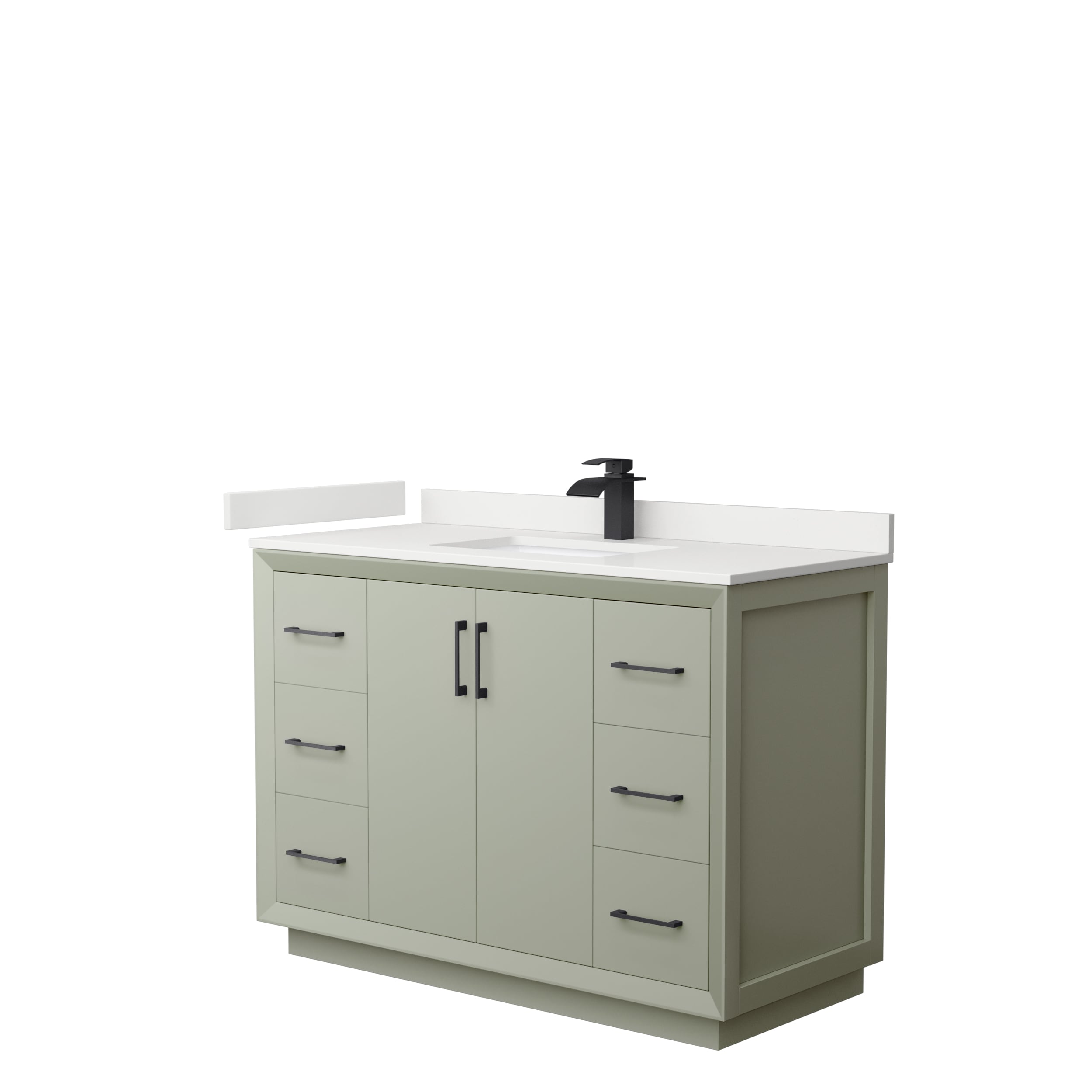 Wyndham Collection WCF414148SLBWQUNSMXX Strada 48-in Light Green Undermount Single Sink Bathroom Vanity with White Quartz Top