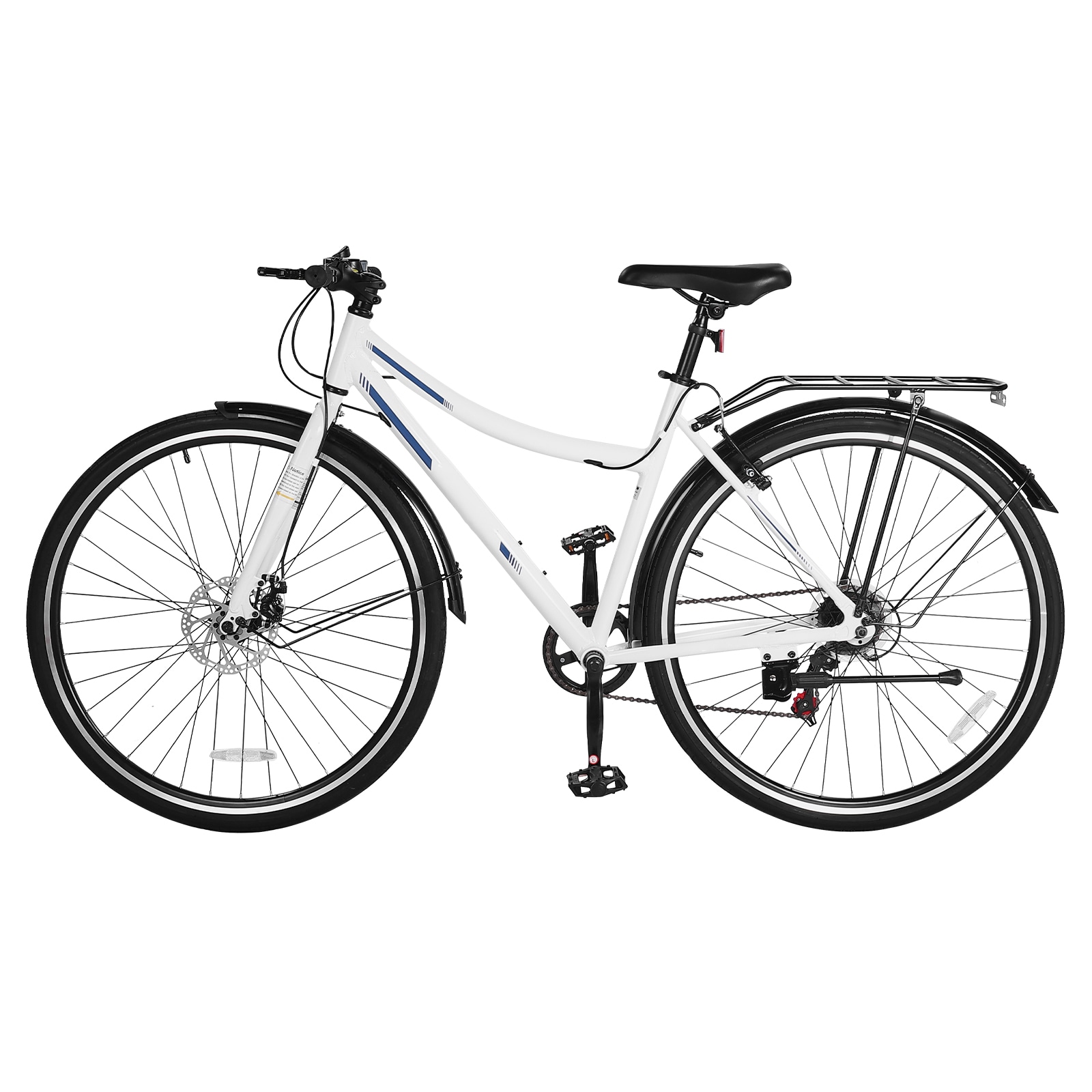 VEVOR Hybrid Bike Lightweight Aluminum Frame Bike 700c Wheel Men and Women Hybrid Bicycle Step-Through Adult Urban City Commuter Bikes with 7-Speed Shimano Drivetrain Dual Brake Adjustable Seat