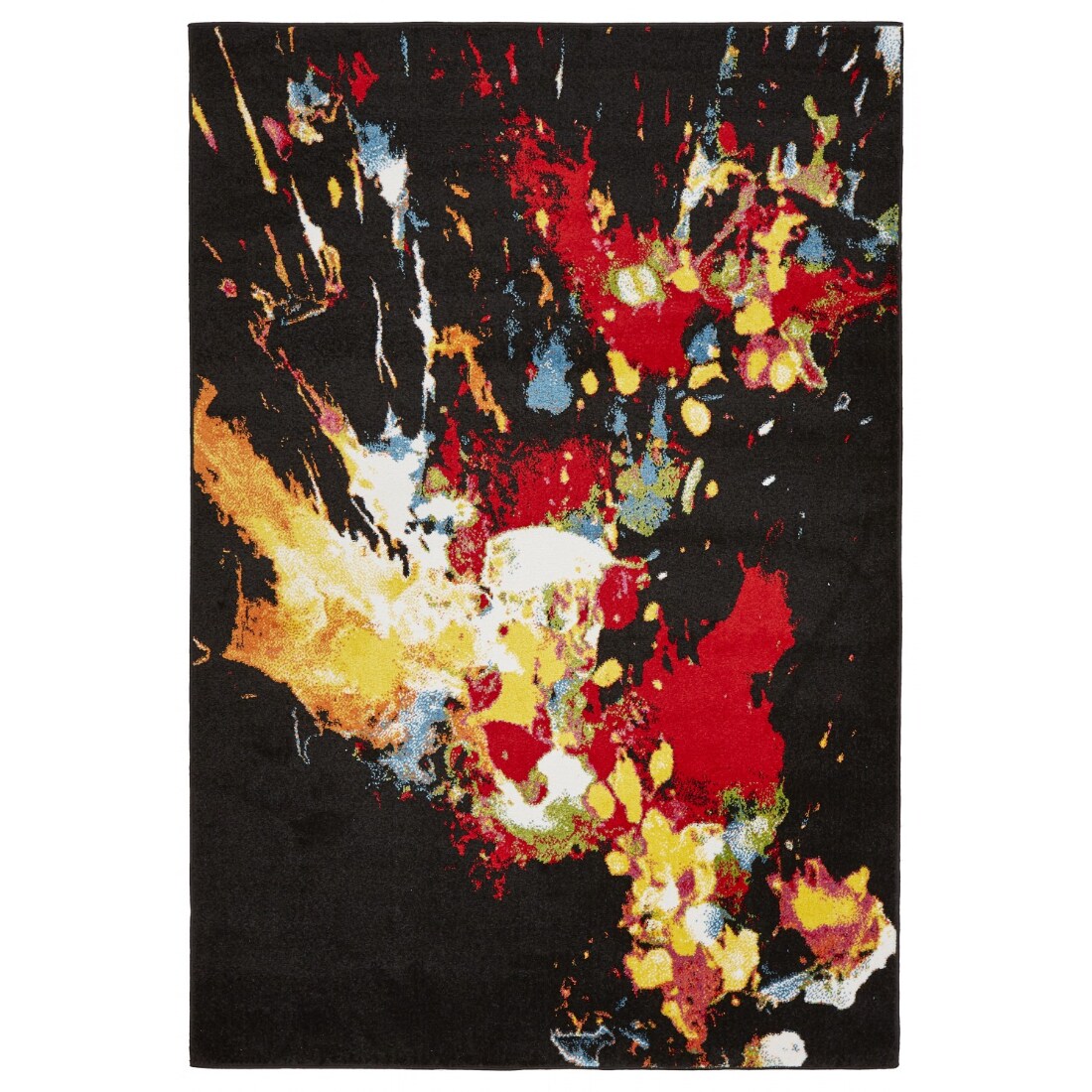 HomeRoots 5 ft x 7 ft Black Abstract Explosion Area Rug in the Rugs ...