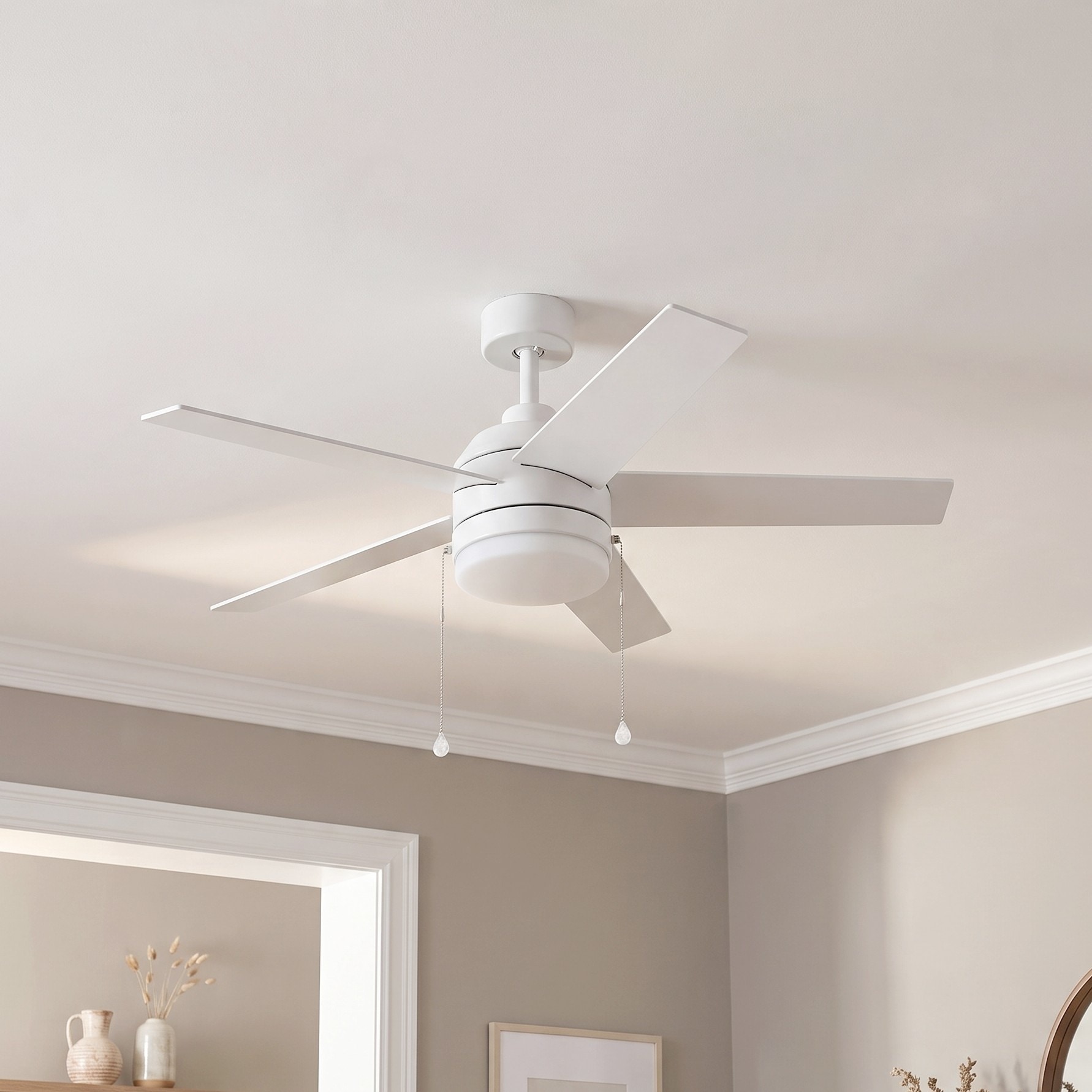 Harbor Breeze Sunport Easy2Hang 44-in Matte White LED Covered Outdoor Ceiling Fan With Light Chain
