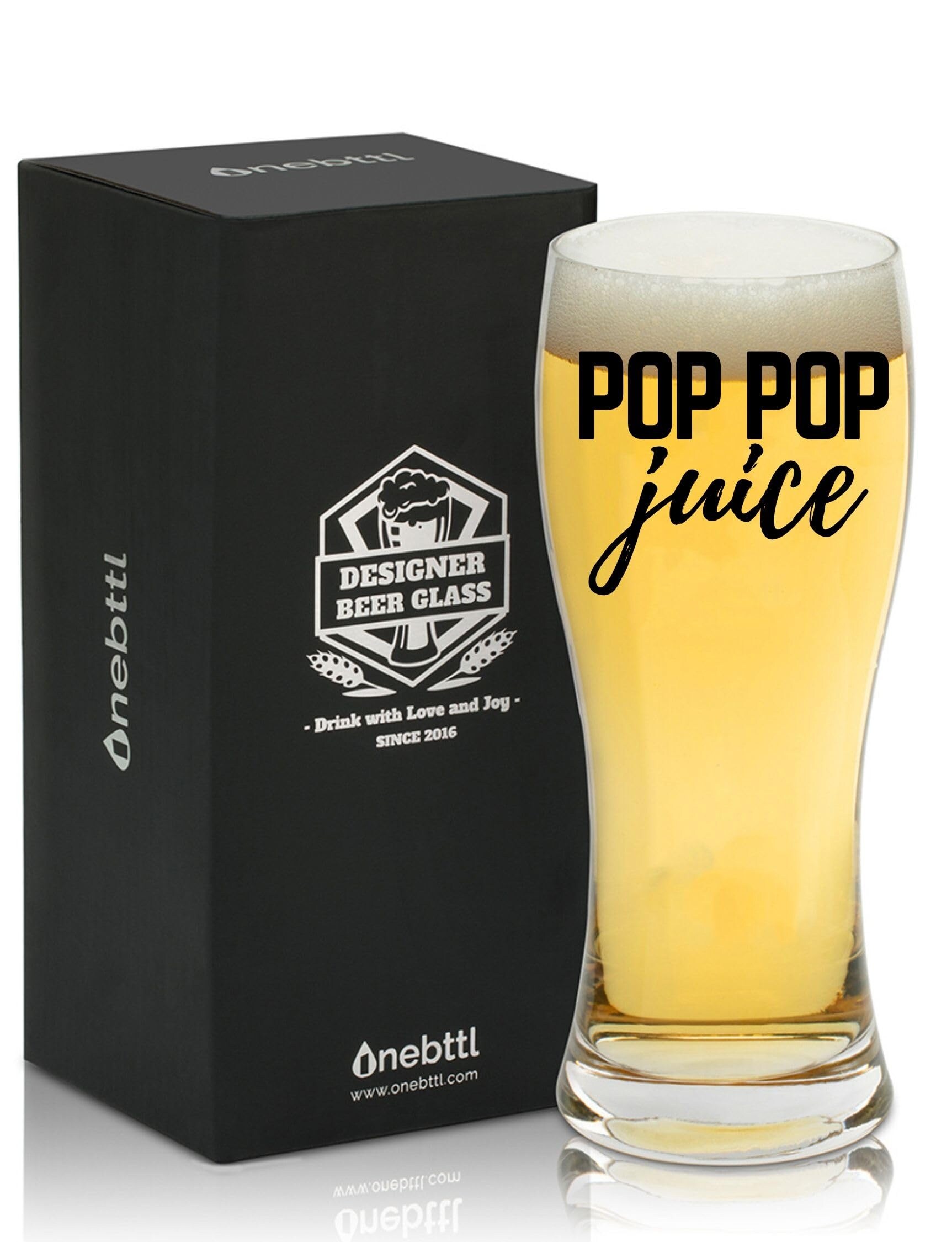 Aoibox  Grandpa Beer Pint Glass 15 oz Wheat Beer Glass with Gift Box and Greeting Card Pop Pop Juice