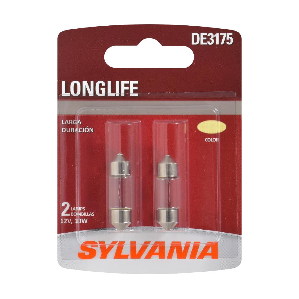 SYLVANIA DE3175 LONGLIFE DE3175 LongLife Incandescent Auxiliary Lighting Bulbs, White, 2 Pack