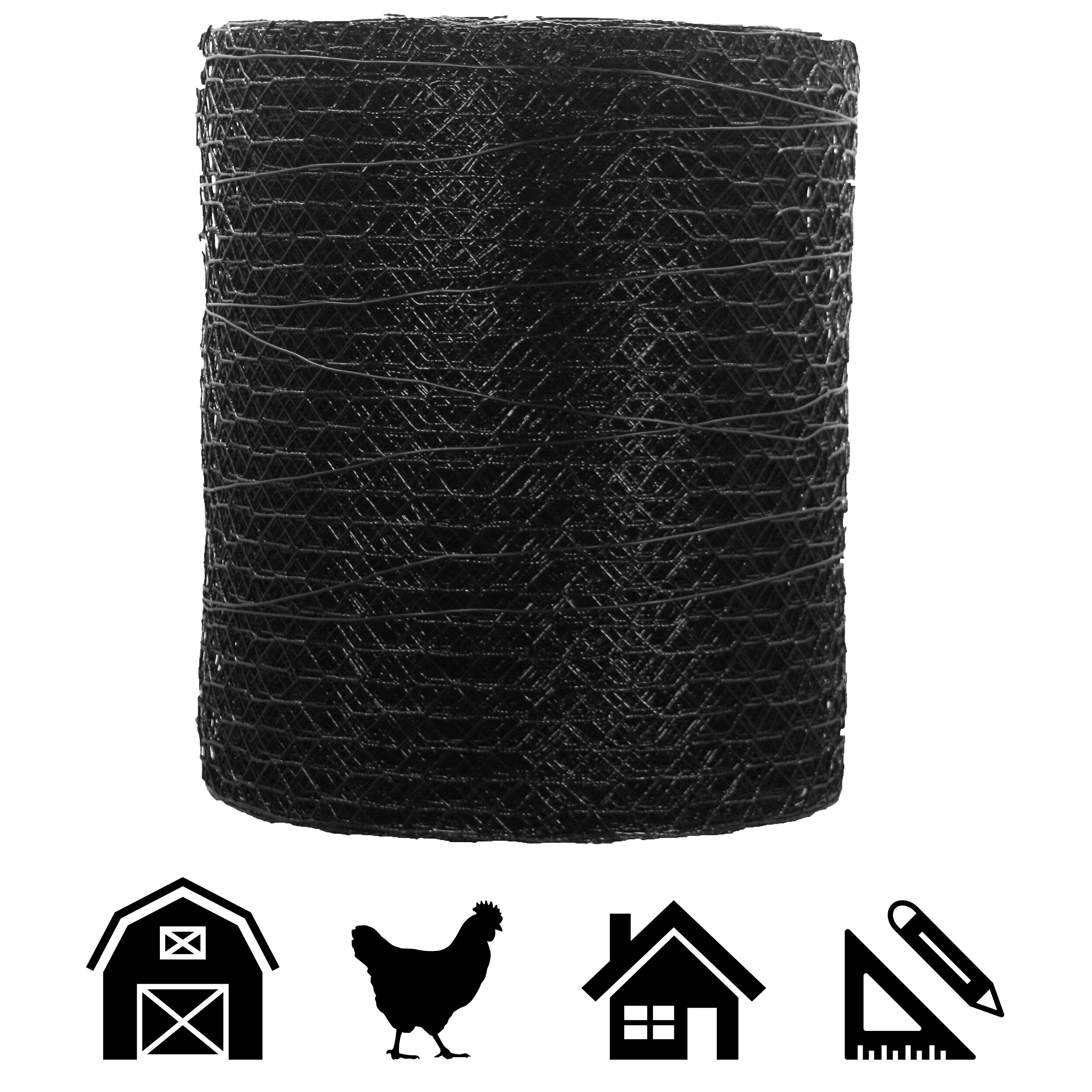 BOEN 25-ft x 3-ft 0-Gauge Black Hdpe Chicken Wire Rolled Fencing with Mesh  Size 1/2-in x 1-in in the Rolled Fencing department at