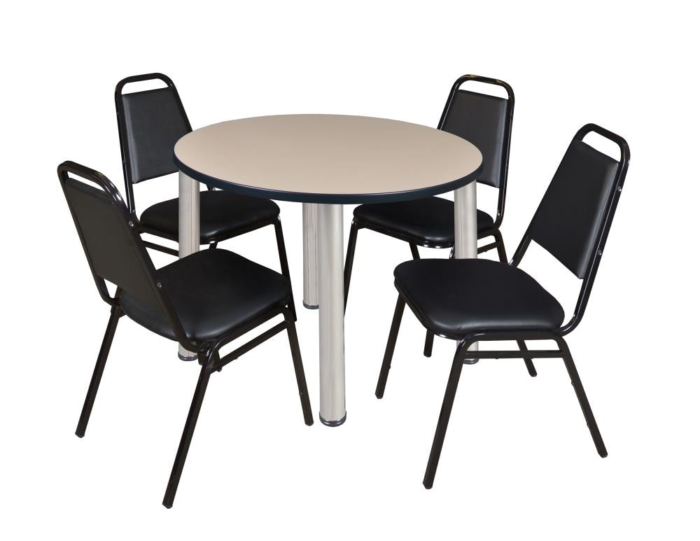 Regency TB36RNDBEBPCM29BK Breakroom Off-white 4-Person Training Table (36-in W x 29-in H)