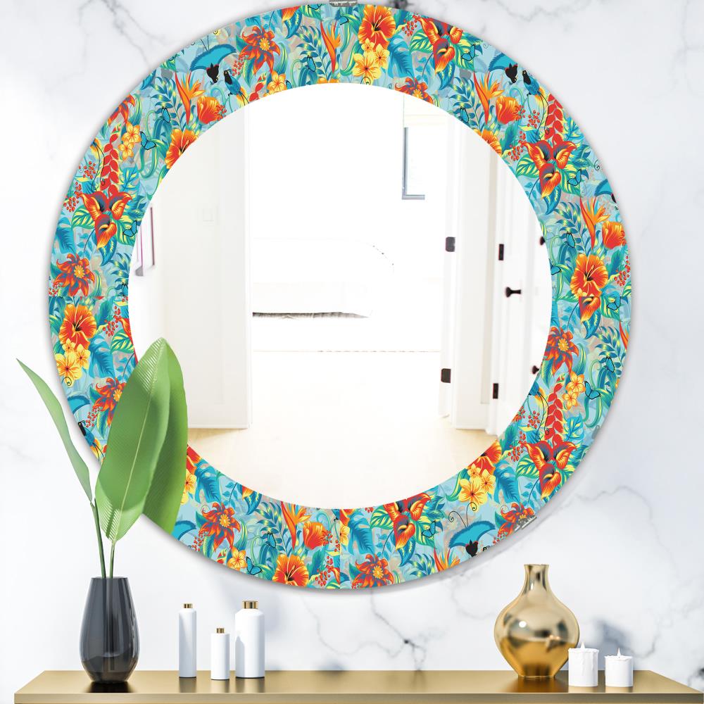 Designart 24-in W x 24-in H Round Blue Polished Wall Mirror at Lowes.com