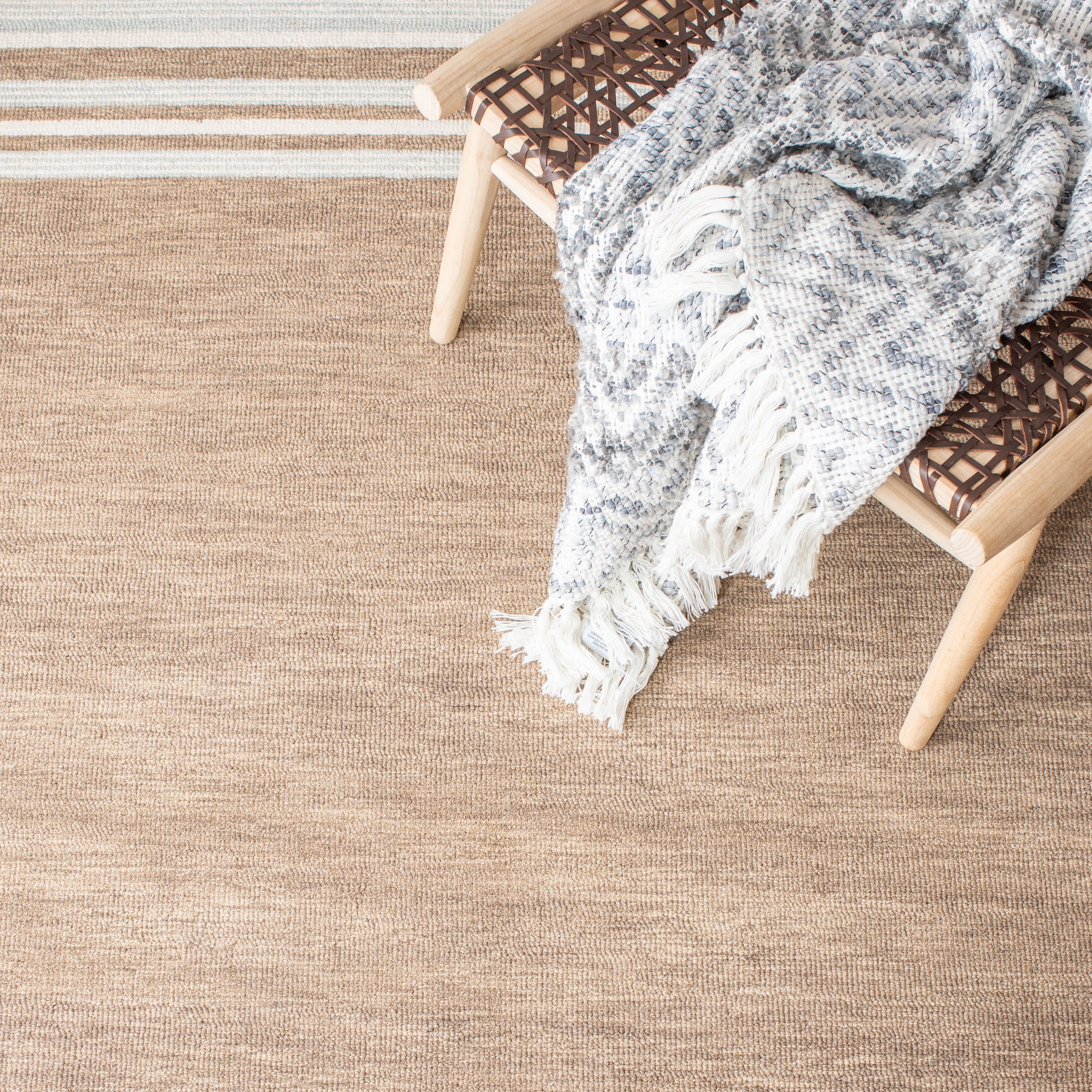 Ivory and Brown Hand-Tufted Wool Rectangular Area Rug