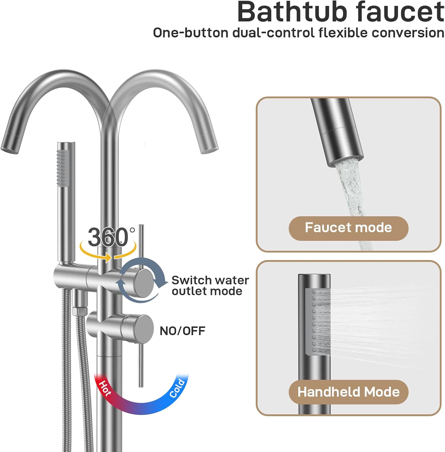 Qeetex DHZ-PHO-147C3GDY Roman-Tub-Faucets - View #4