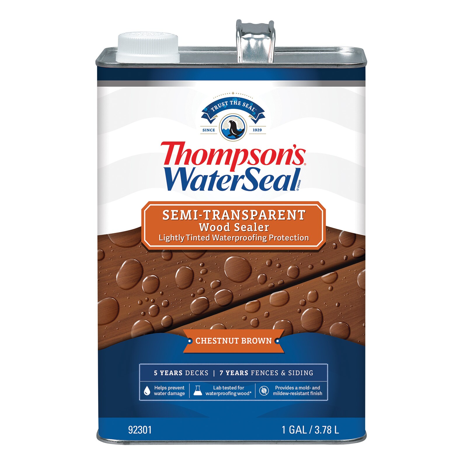 Thompson's WaterSeal Signature Series Pre-tinted Chestnut Brown Semi-transparent Exterior Wood Stain and Sealer (1-Gallon)