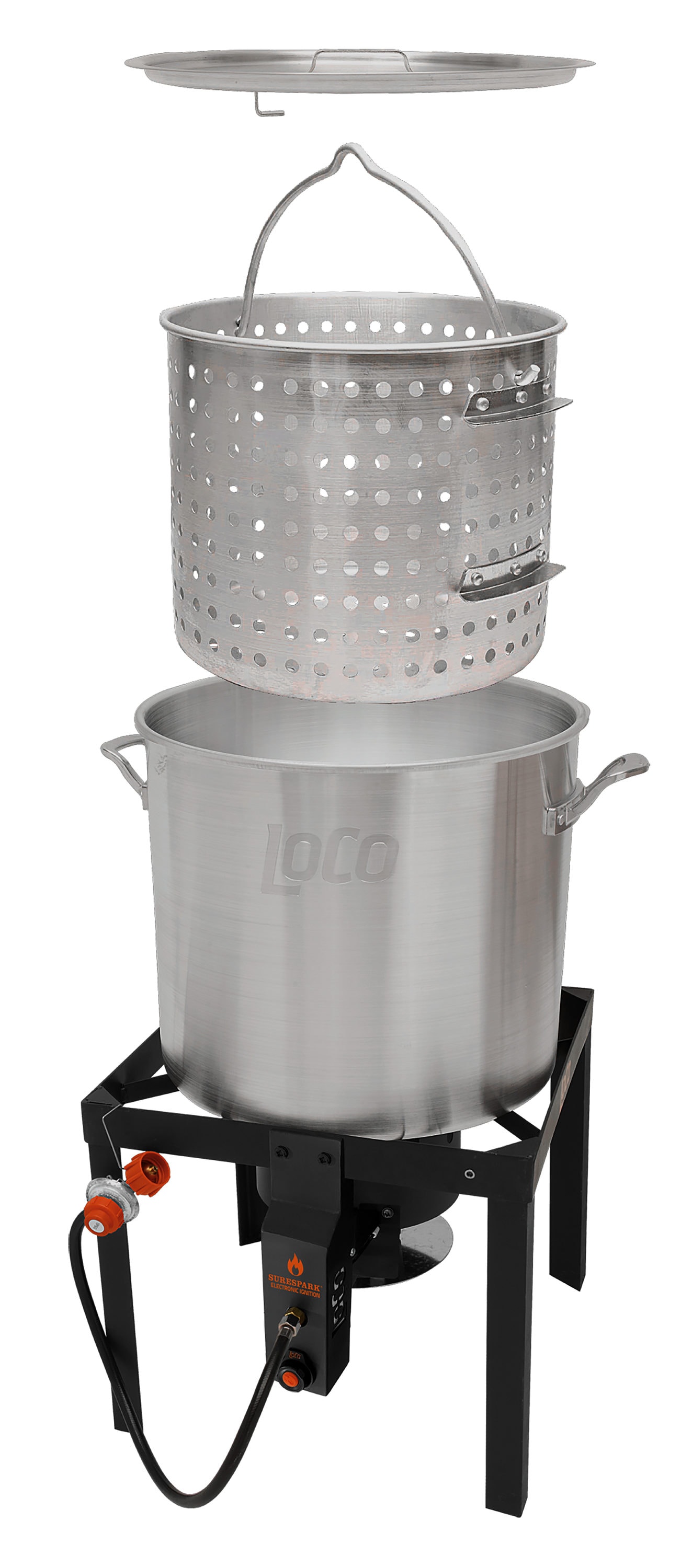 Premium Photo  Boiling water in ladle on blue flame burner steel pot on  gas burner