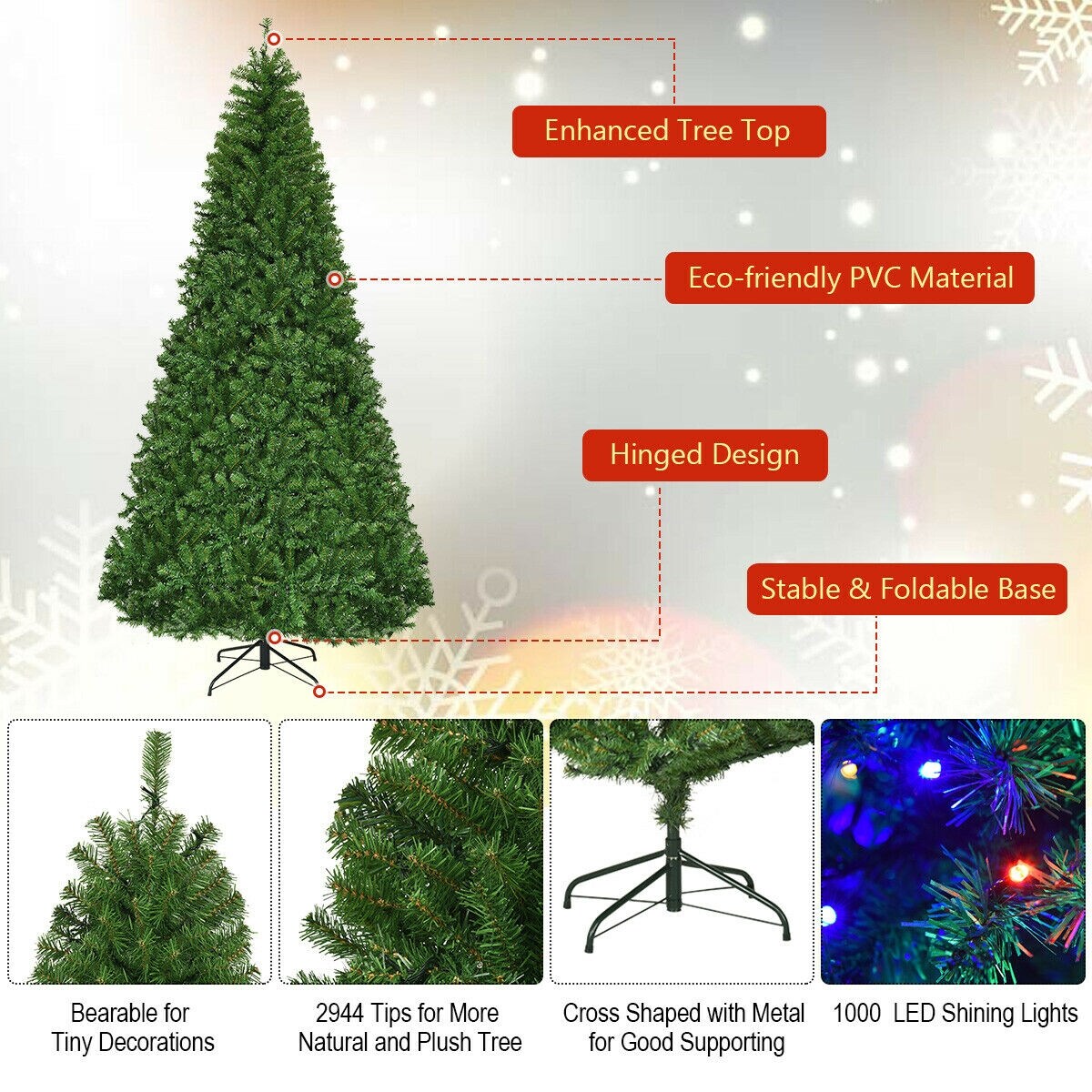 Forclover 9-ft Pre-lit Artificial Christmas Tree with LED Lights in the ...