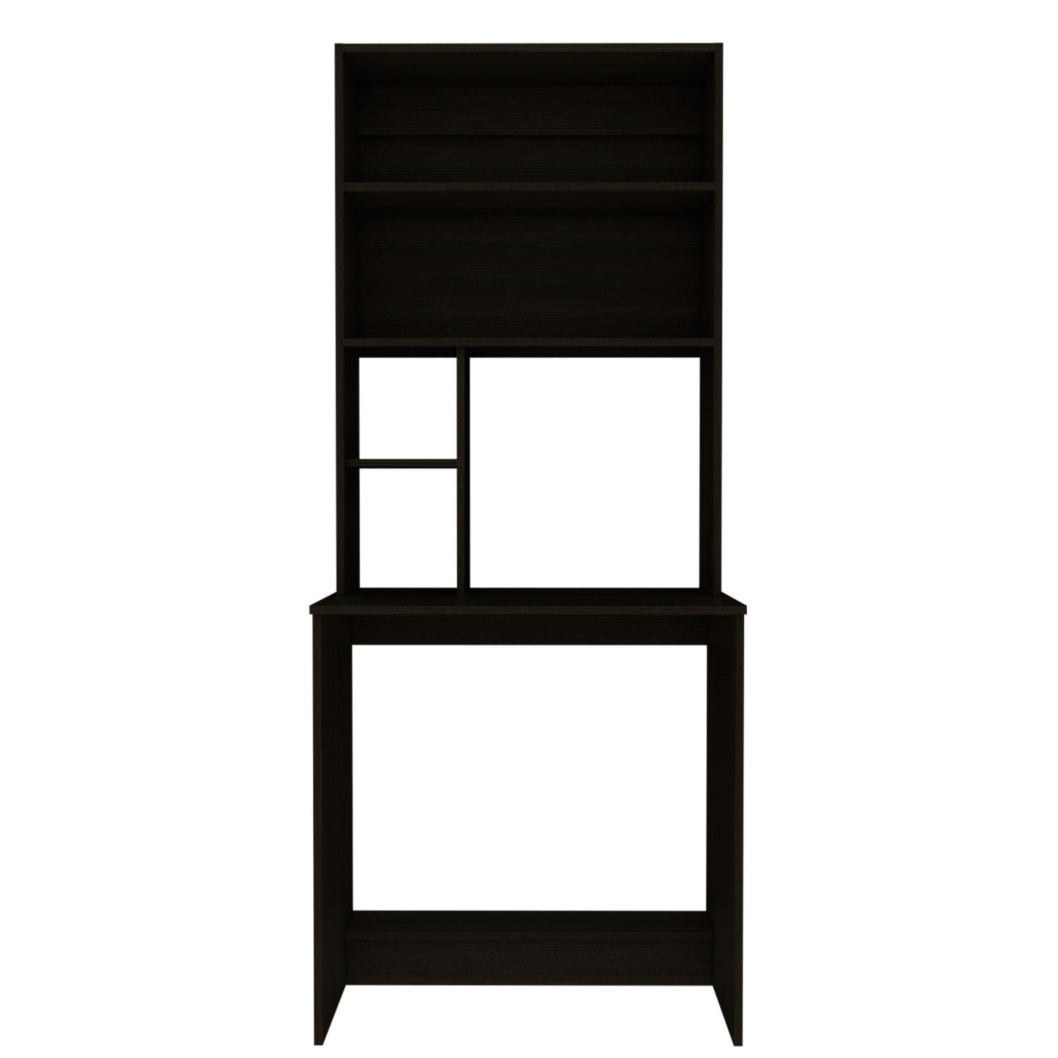 Tatayosi JL-280409 Black Wengue Computer Desk with 4 Shelves Hutch and Drawers